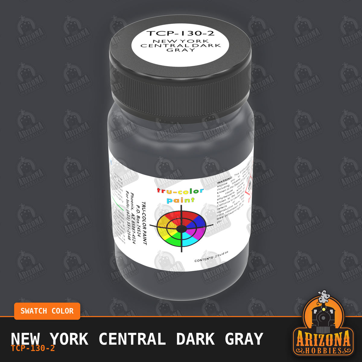 New York Central DARK GRAY 2-oz bottle (Air-brush) Tru-Color Paint SPECIAL ORDER ONLY-with color swatch-Arizona Hobbies