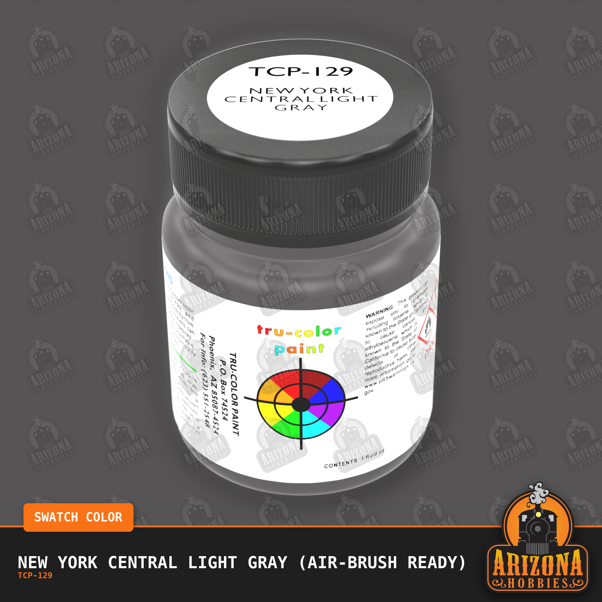 New York Central LIGHT GRAY 1-oz bottle (Air-brush) Tru-Color Paint-with color swatch-Arizona Hobbies