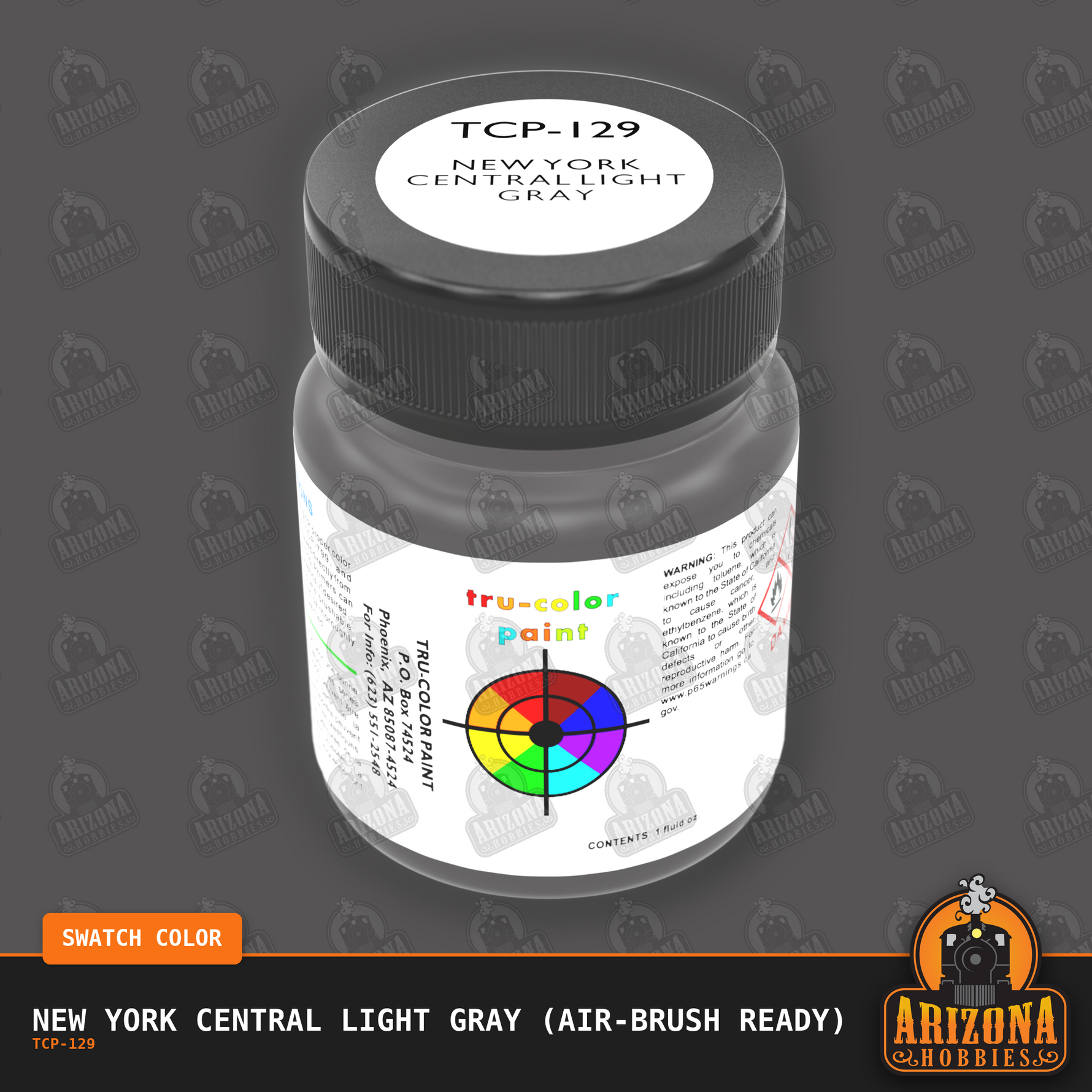 New York Central LIGHT GRAY 1-oz bottle (Air-brush) Tru-Color Paint-with color swatch-Arizona Hobbies