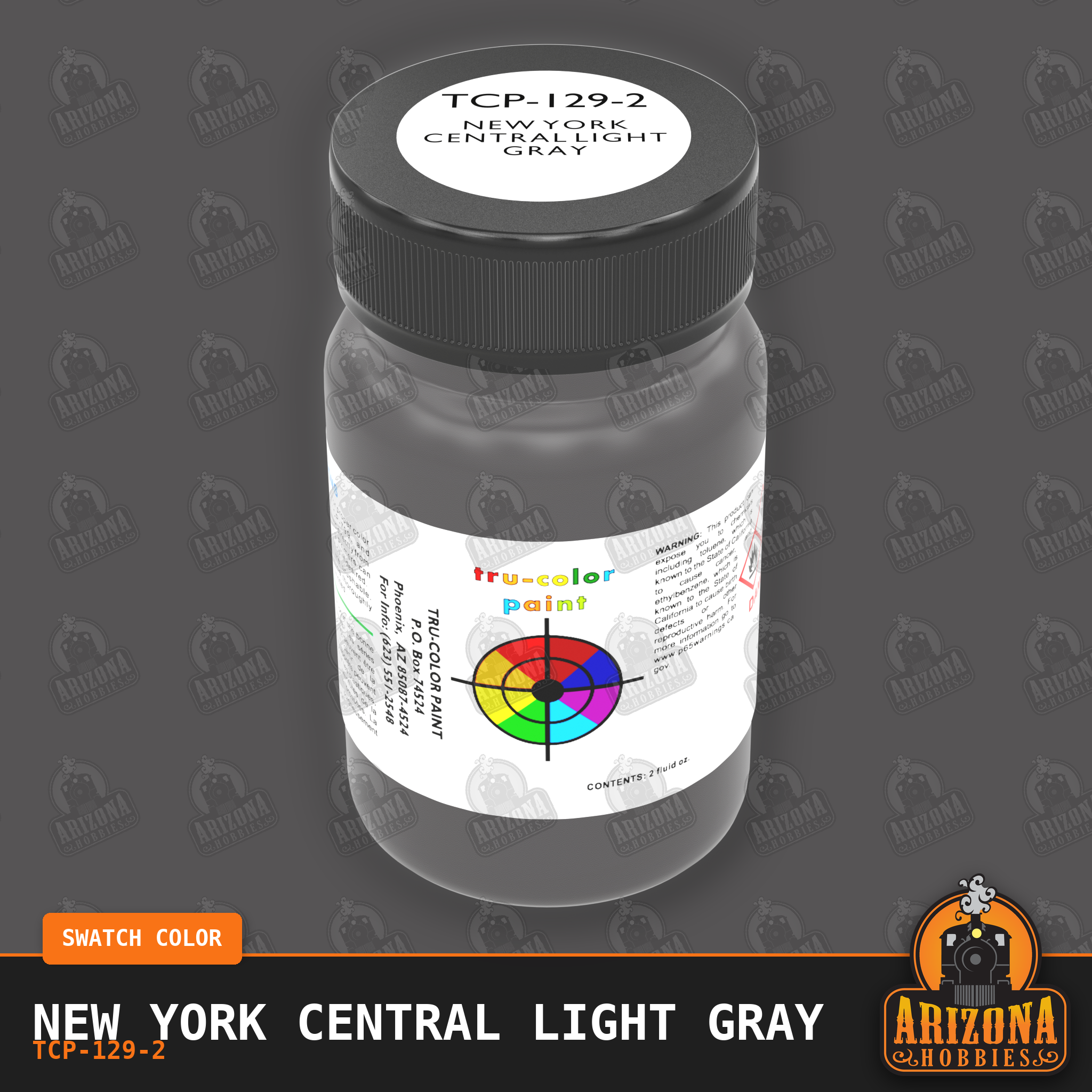 New York Central LIGHT GRAY 2-oz bottle (Air-brush) Tru-Color Paint SPECIAL ORDER ONLY-with color swatch-Arizona Hobbies