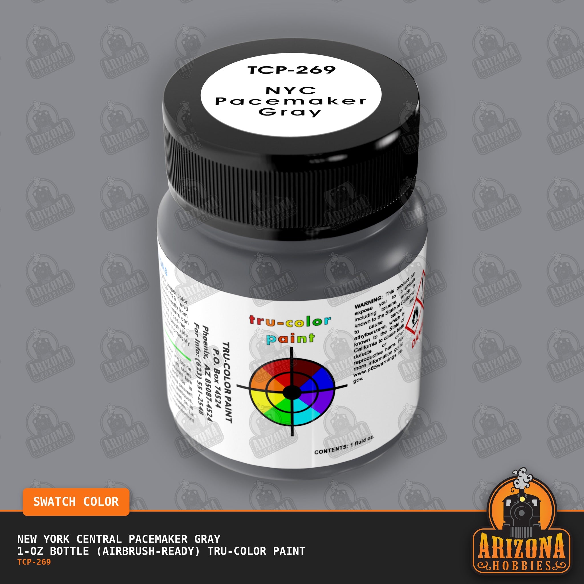 New York Central PACEMAKER GRAY 1-oz bottle (Air-brush) Tru-Color Paint-with color swatch-Arizona Hobbies