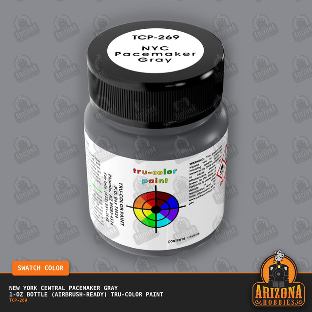 New York Central PACEMAKER GRAY 1-oz bottle (Air-brush) Tru-Color Paint-with color swatch-Arizona Hobbies