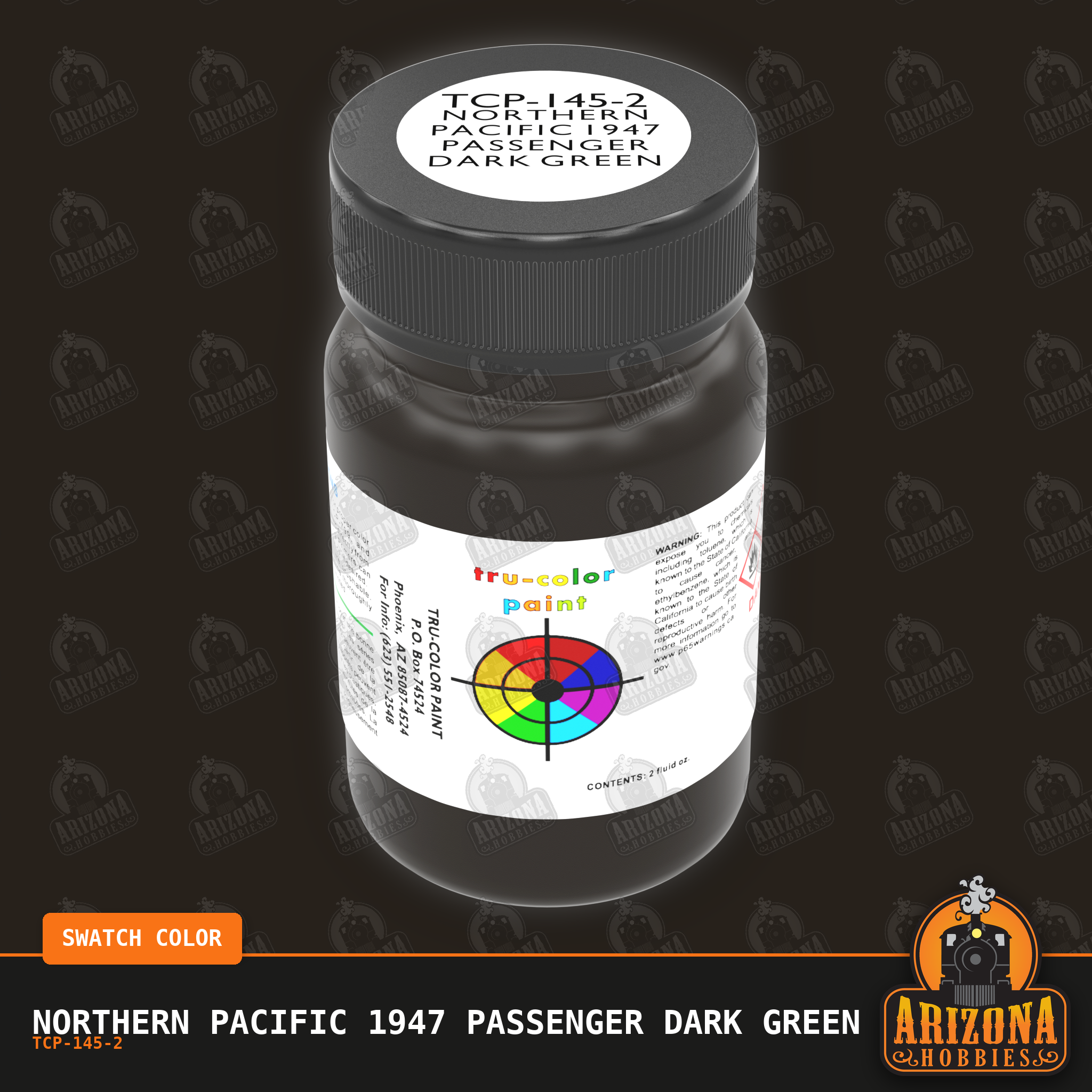 Northern Pacific 1947 Passenger DARK GREEN (pre-Loewy) 2-oz bottle (Air-brush) Tru-Color Paint SPECIAL ORDER ONLY-with color swatch-Arizona Hobbies