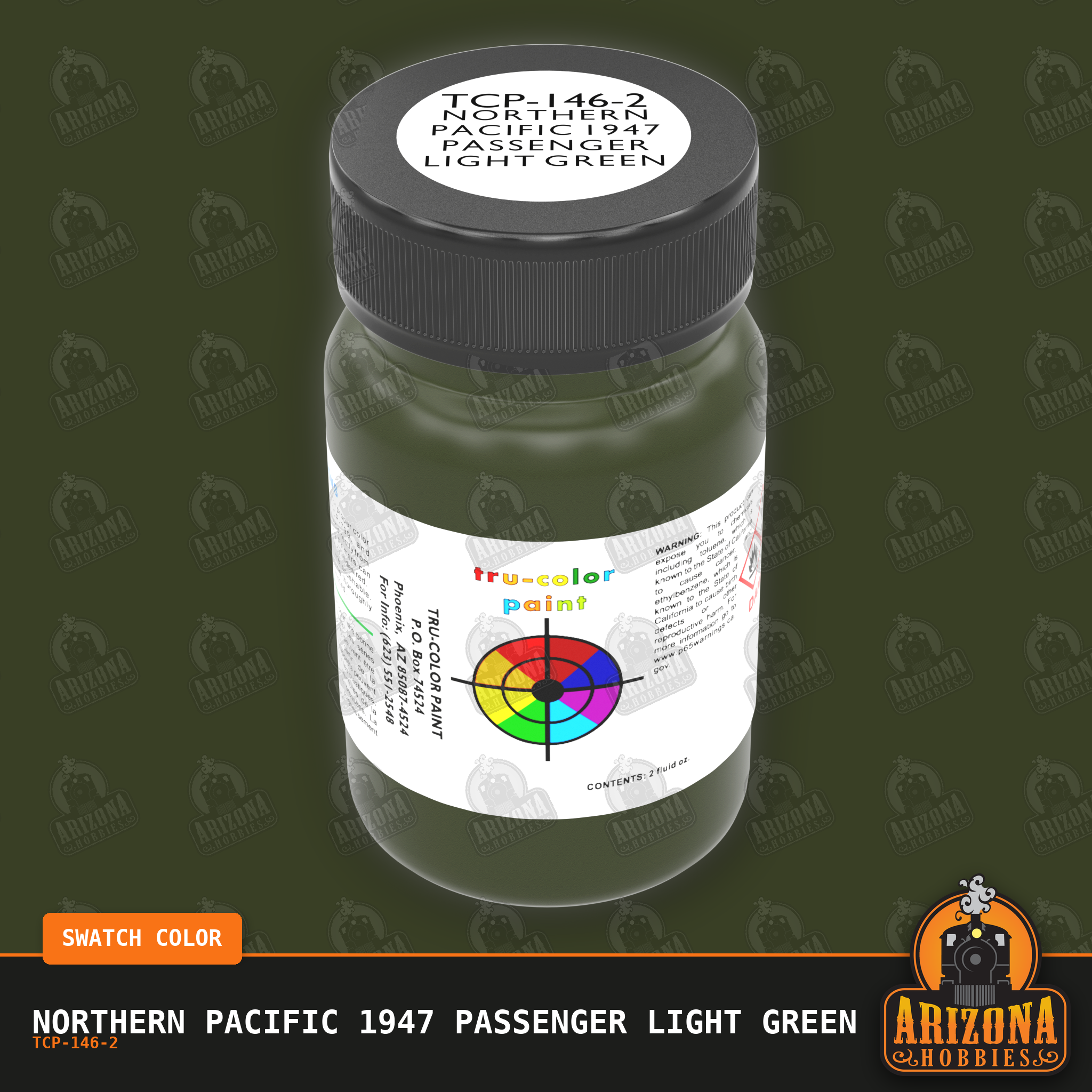 Northern Pacific 1947 Passenger LIGHT GREEN (pre-Loewy) 2-oz bottle (Air-brush) Tru-Color Paint SPECIAL ORDER ONLY-with color swatch-Arizona Hobbies