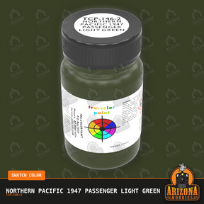 Northern Pacific 1947 Passenger LIGHT GREEN (pre-Loewy) 2-oz bottle (Air-brush) Tru-Color Paint SPECIAL ORDER ONLY-with color swatch-Arizona Hobbies