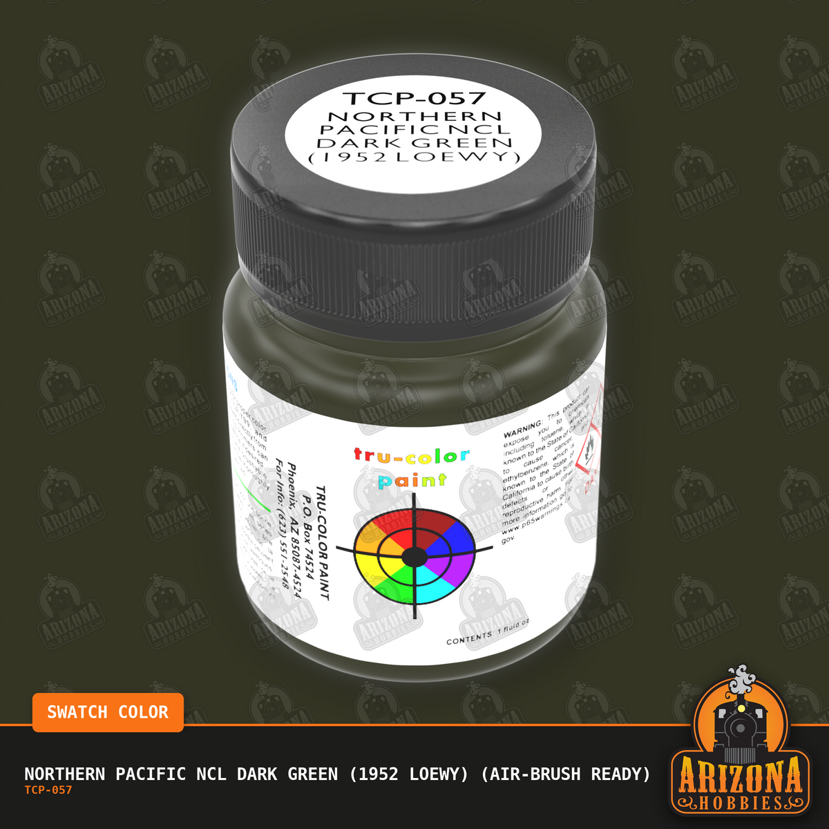 Northern Pacific NCL DARK GREEN (1952 Loewy) 1-oz bottle (Air-brush) Tru-Color Paint-with color swatch-Arizona Hobbies