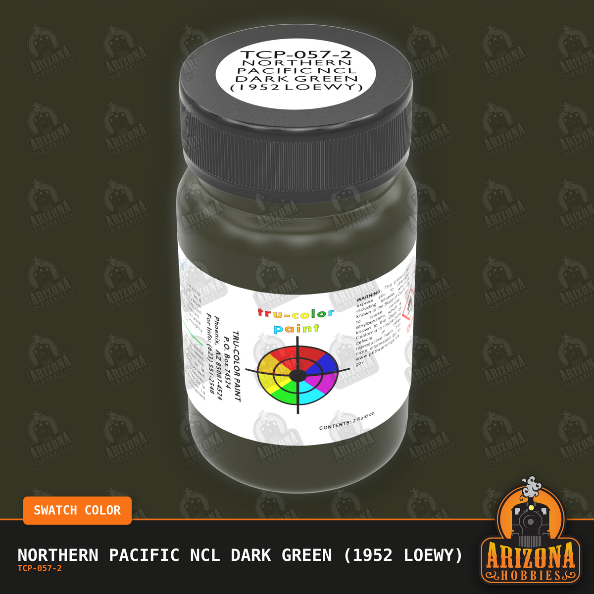 Northern Pacific NCL DARK GREEN (1952 Loewy) 2-oz bottle (Air-brush) Tru-Color Paint SPECIAL ORDER ONLY-with color swatch-Arizona Hobbies