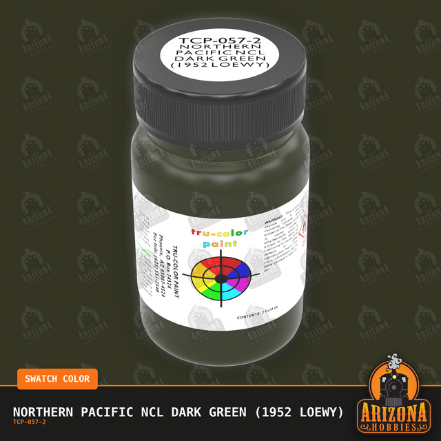 Northern Pacific NCL DARK GREEN (1952 Loewy) 2-oz bottle (Air-brush) Tru-Color Paint SPECIAL ORDER ONLY-with color swatch-Arizona Hobbies
