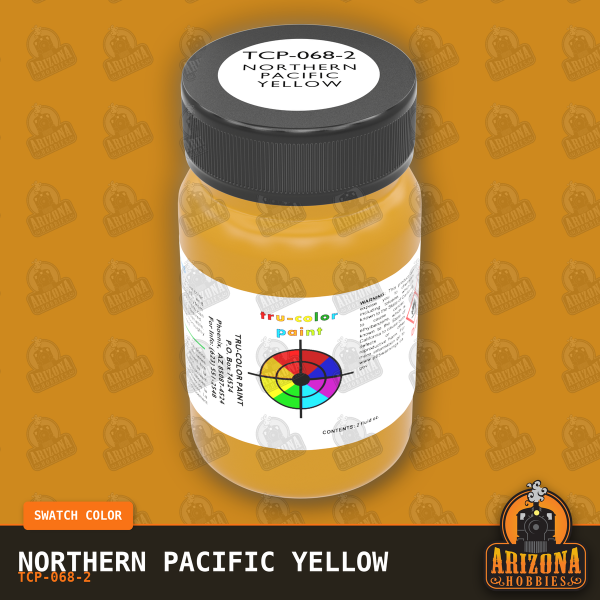 Northern Pacific YELLOW 2-oz bottle (Air-brush) Tru-Color Paint SPECIAL ORDER ONLY-with color swatch-Arizona Hobbies