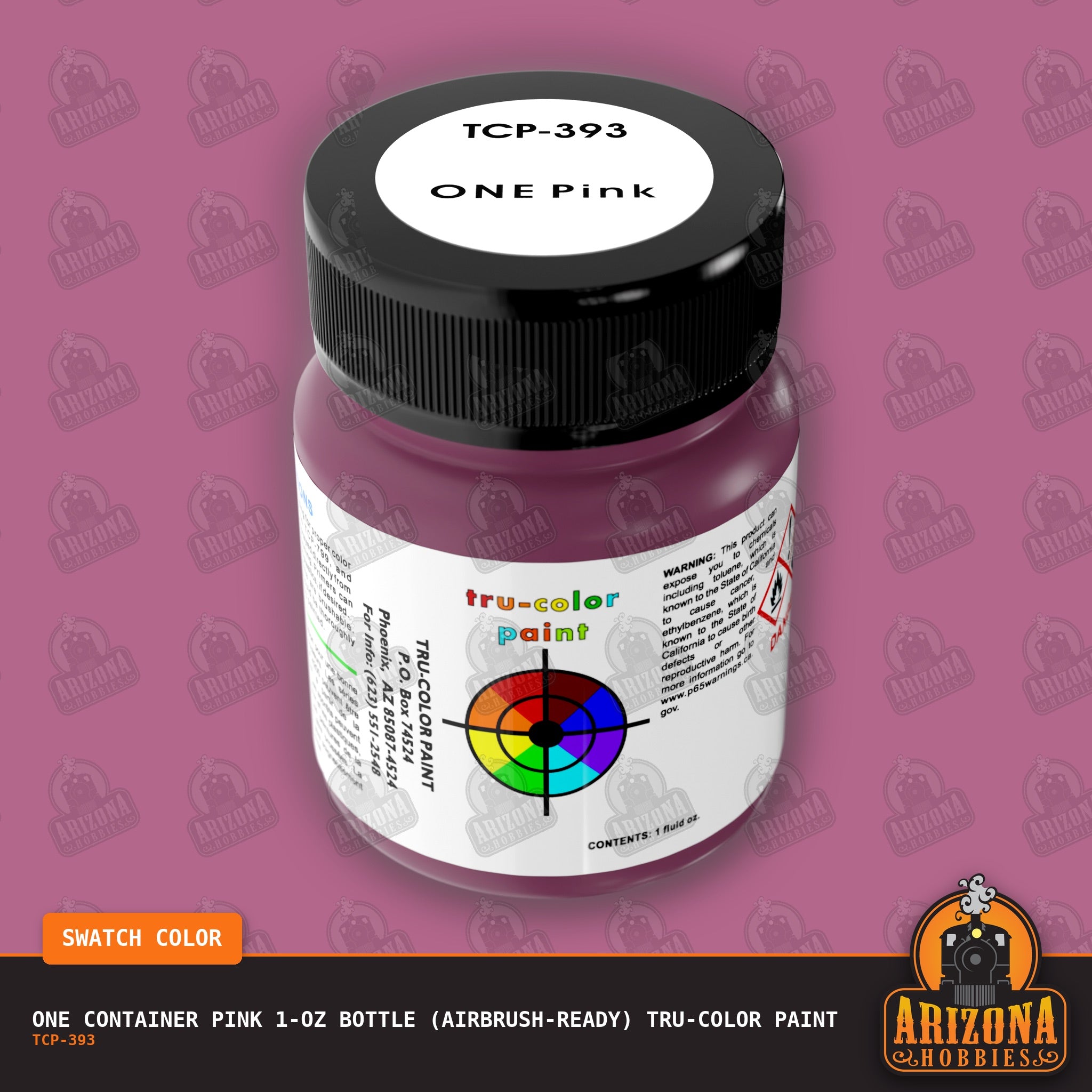 ONE Container PINK 1-oz bottle (Air-brush) Tru-Color Paint-with color swatch-Arizona Hobbies