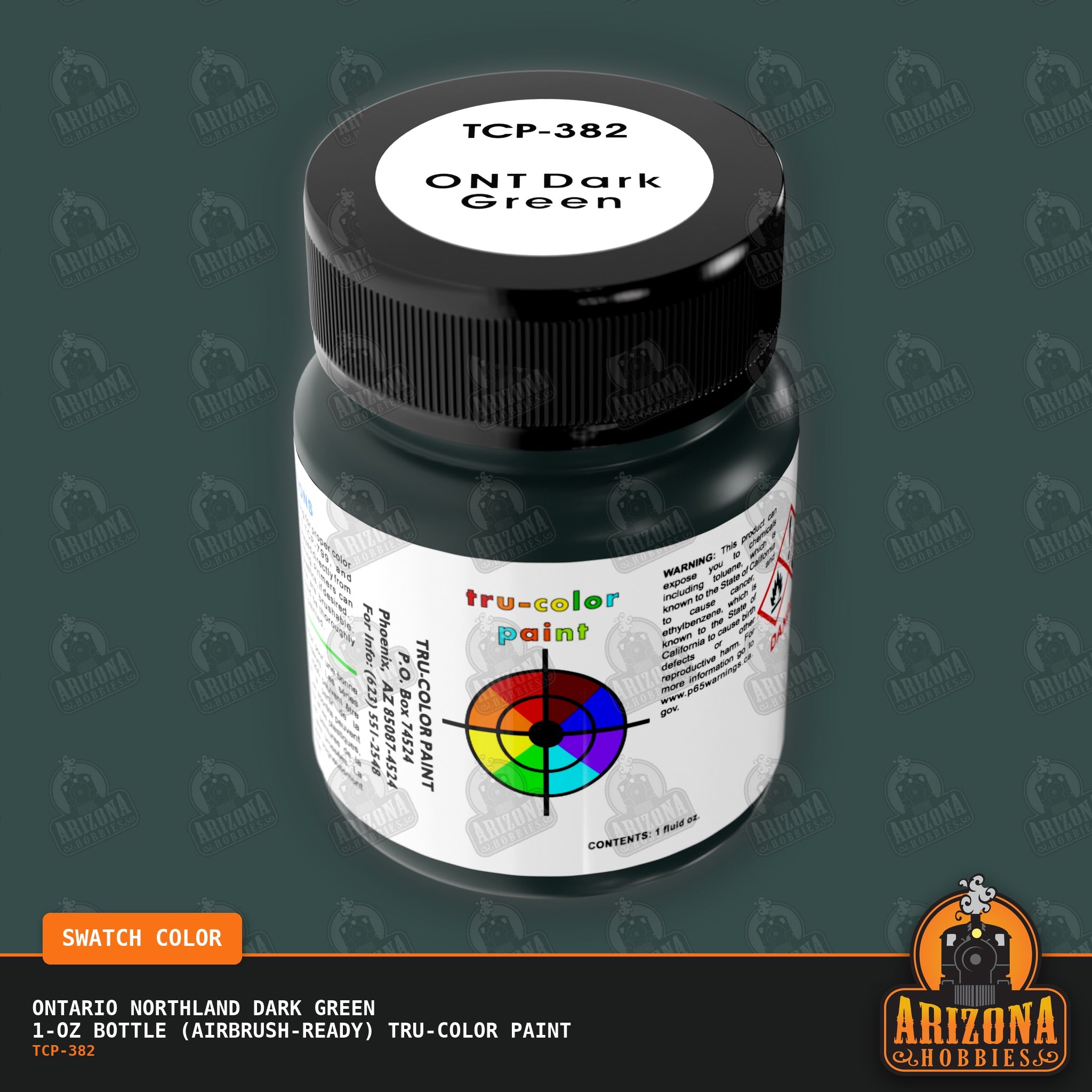 Ontario Northland DARK GREEN 1-oz bottle (Air-brush) Tru-Color Paint-with color swatch-Arizona Hobbies