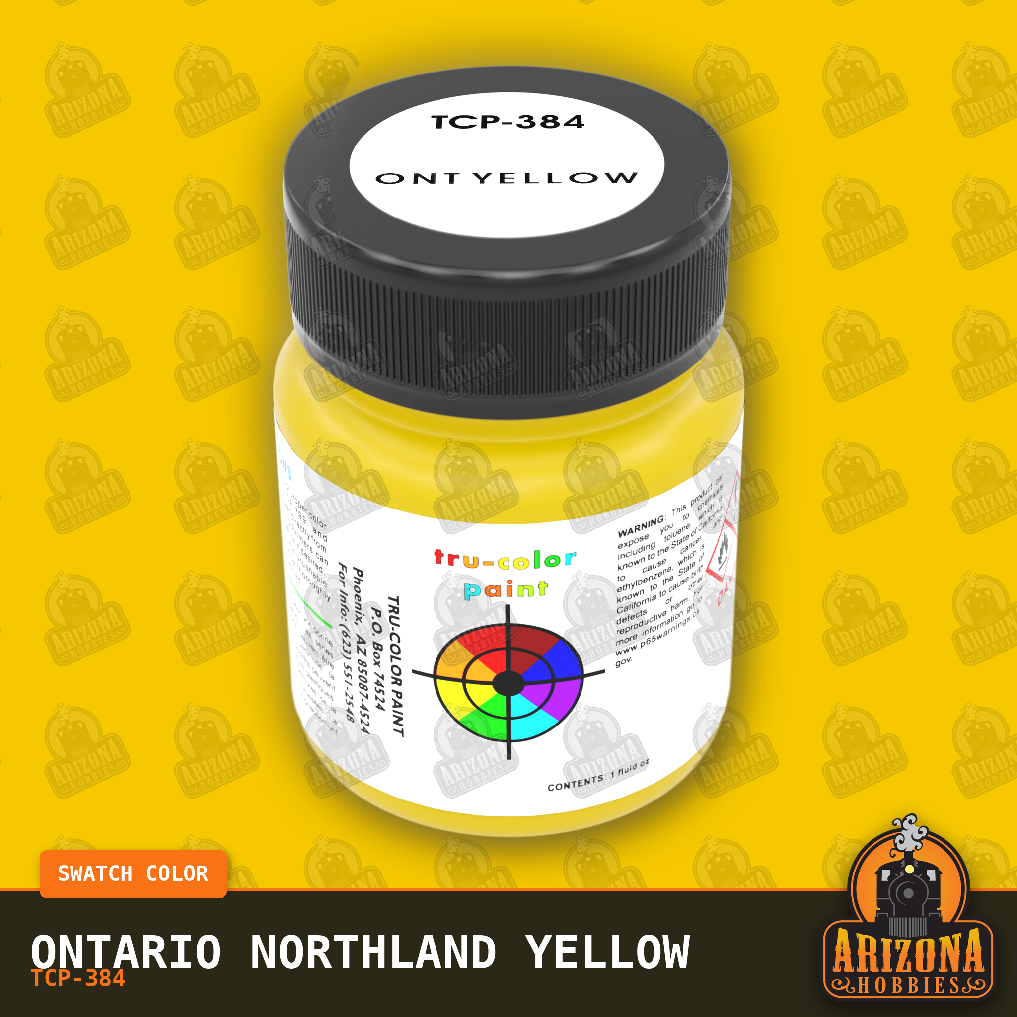 Ontario Northland YELLOW 1-oz bottle (Air-brush) Tru-Color Paint-with color swatch-Arizona Hobbies