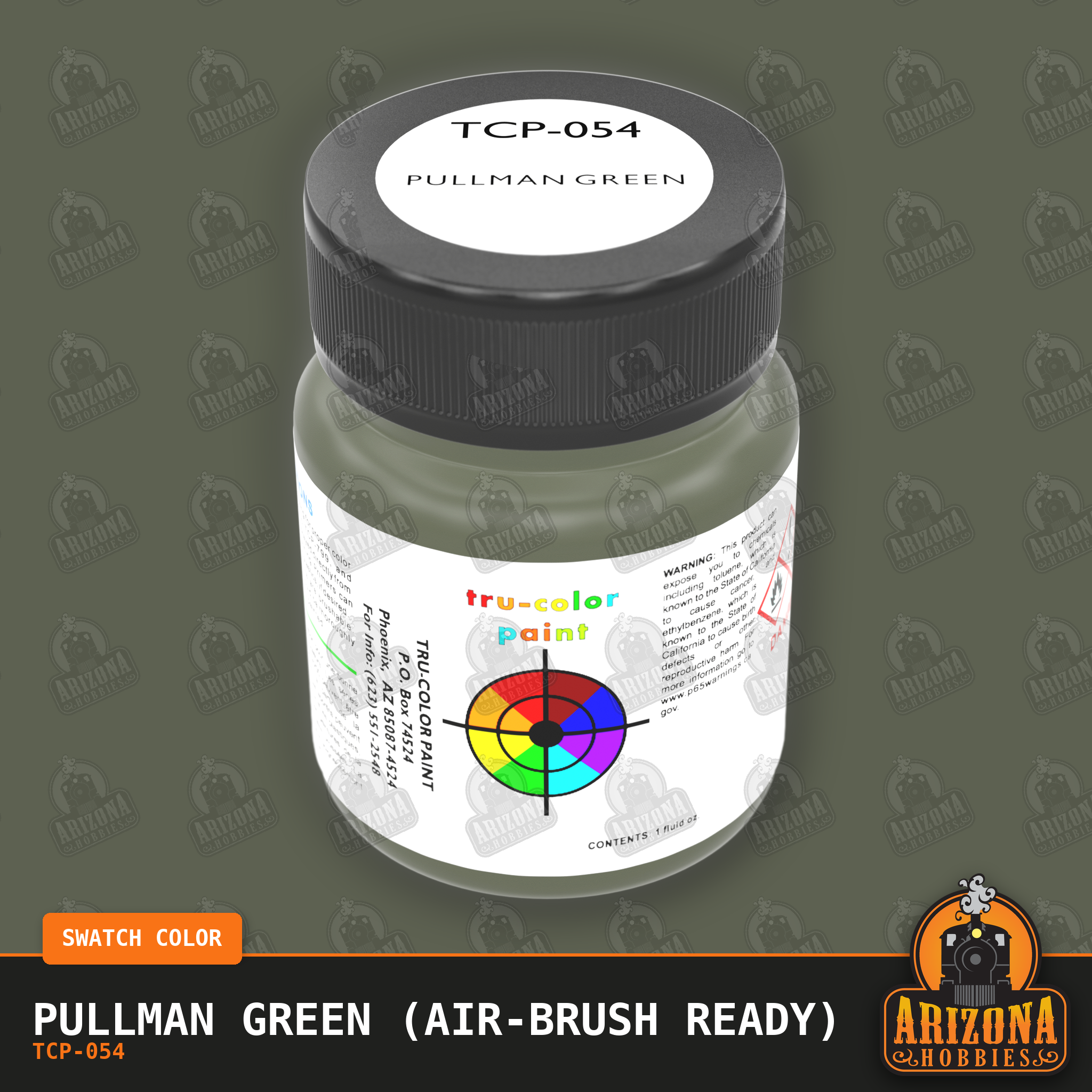 PULLMAN GREEN 1-oz bottle (Air-brush) Tru-Color Paint-with color swatch-Arizona Hobbies