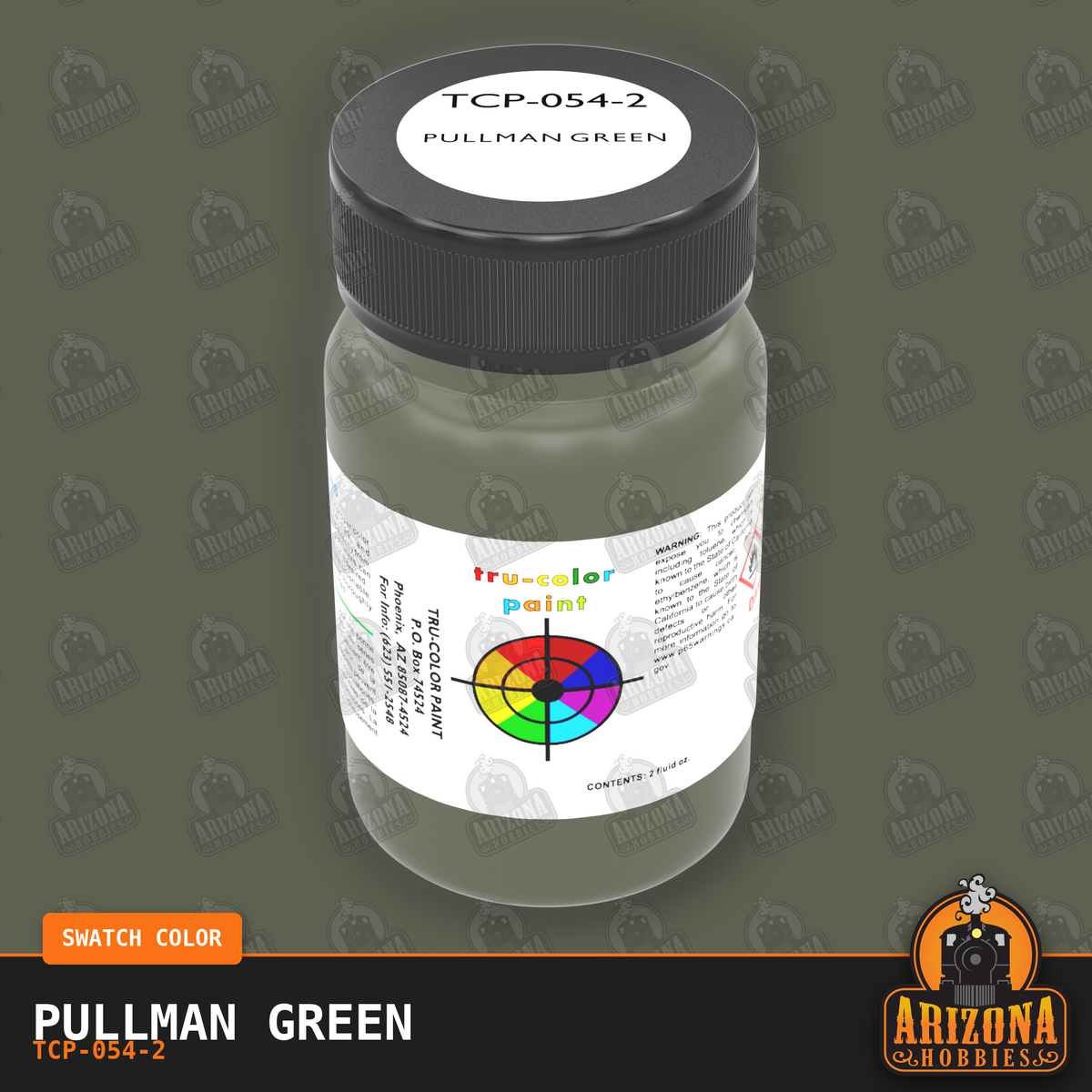 PULLMAN GREEN 2-oz bottle (Air-brush) Tru-Color Paint SPECIAL ORDER ONLY-with color swatch-Arizona Hobbies