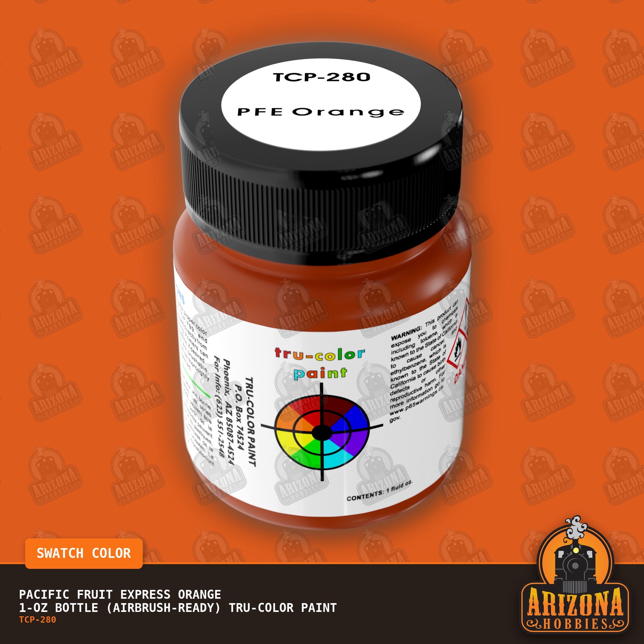 Pacific Fruit Express ORANGE 1-oz bottle (Air-brush) Tru-Color Paint-with color swatch-Arizona Hobbies