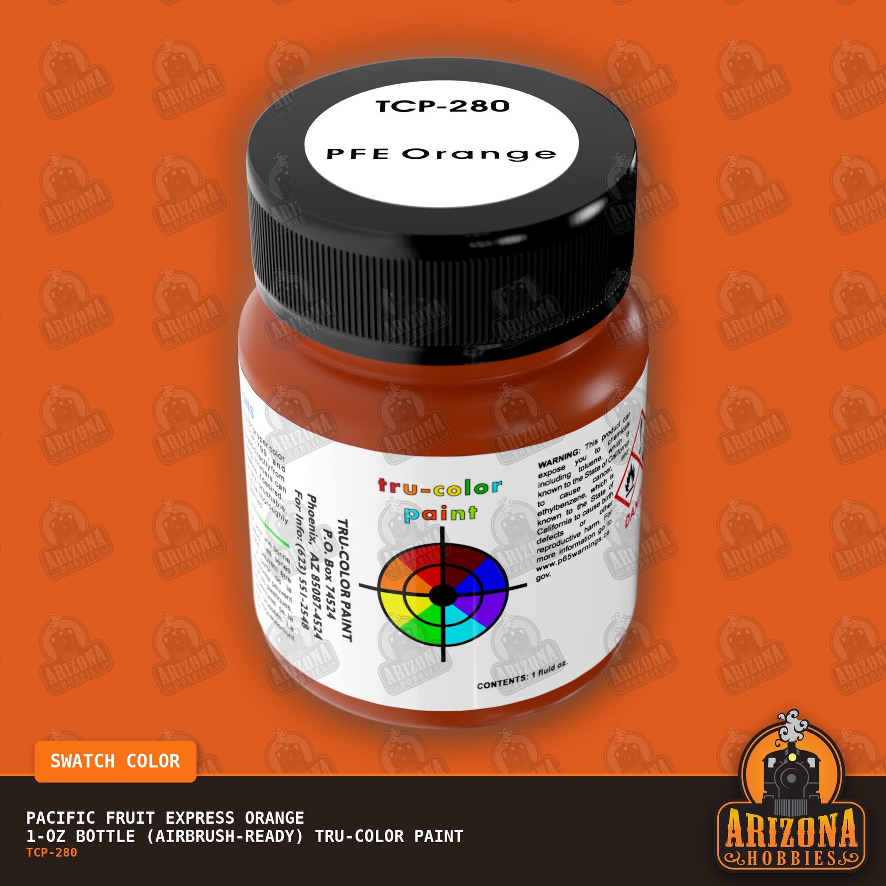 Pacific Fruit Express ORANGE 1-oz bottle (Air-brush) Tru-Color Paint-with color swatch-Arizona Hobbies