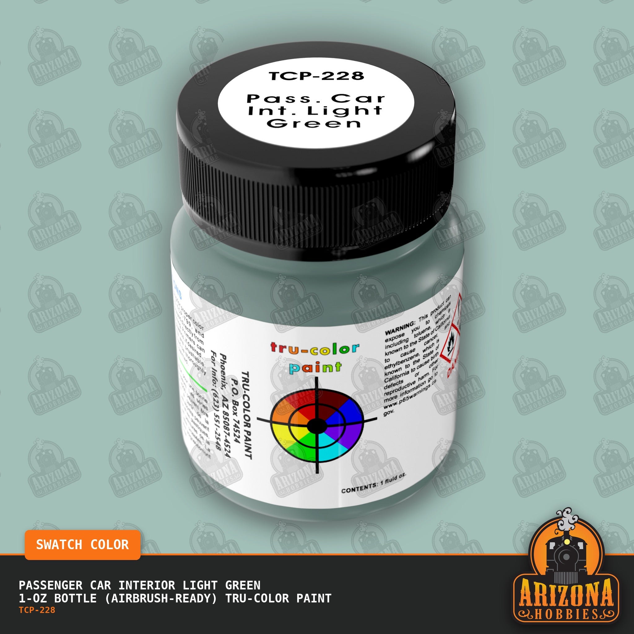 Passenger Car Interior LIGHT GREEN 1-oz bottle (Air-brush) Tru-Color Paint-with color swatch-Arizona Hobbies