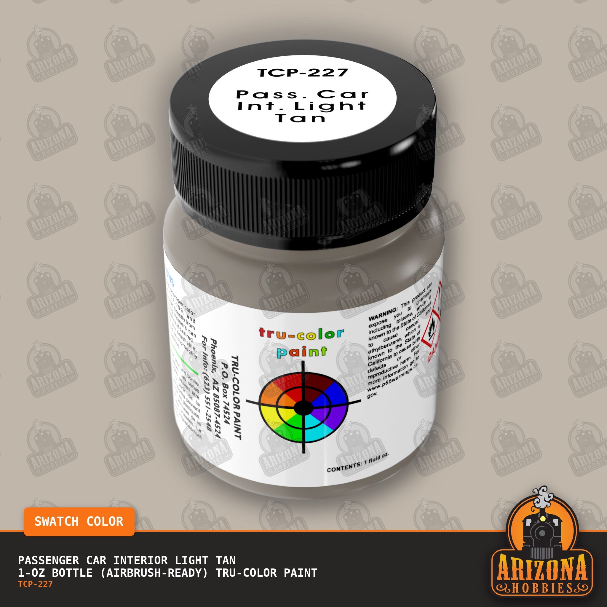 Passenger Car Interior LIGHT TAN 1-oz bottle (Air-brush) Tru-Color Paint-with color swatch-Arizona Hobbies