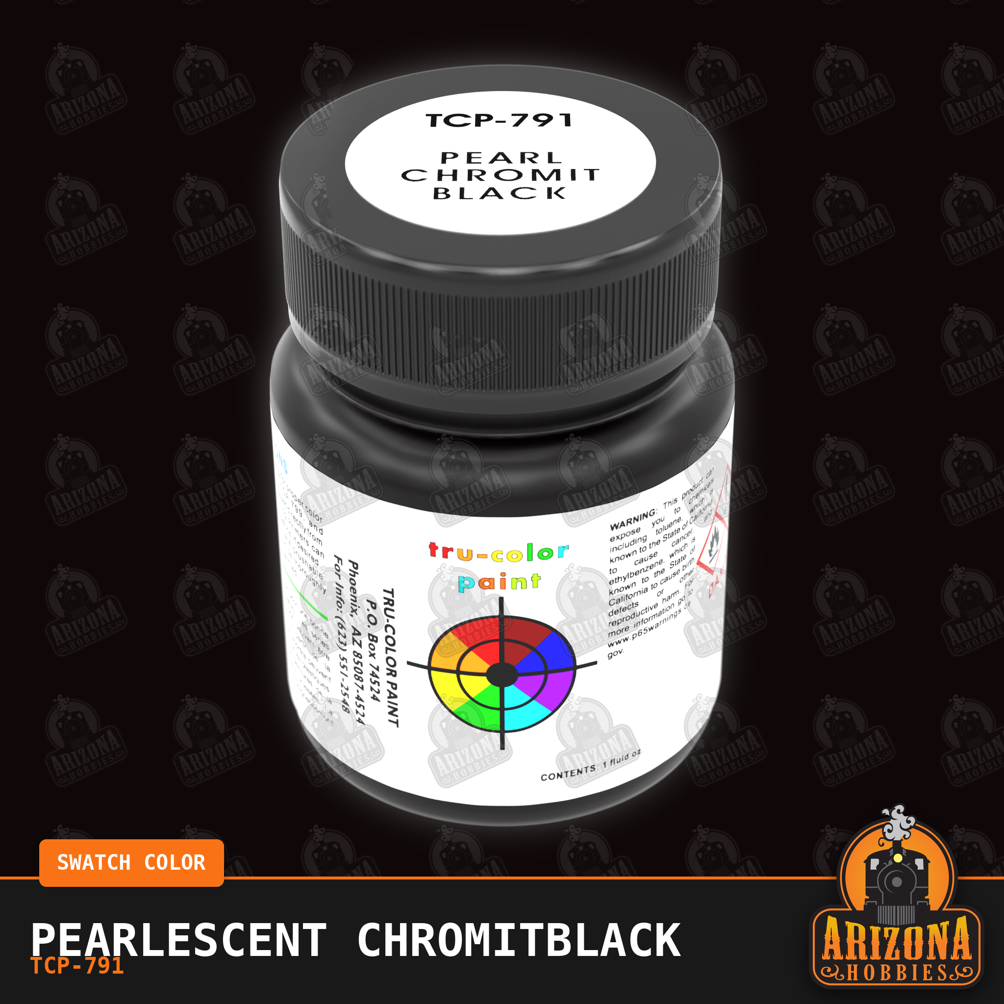Pearlescent CHROMITBLACK 1-oz bottle (Air-brush) SPECIAL ORDER ONLY-with color swatch-Arizona Hobbies