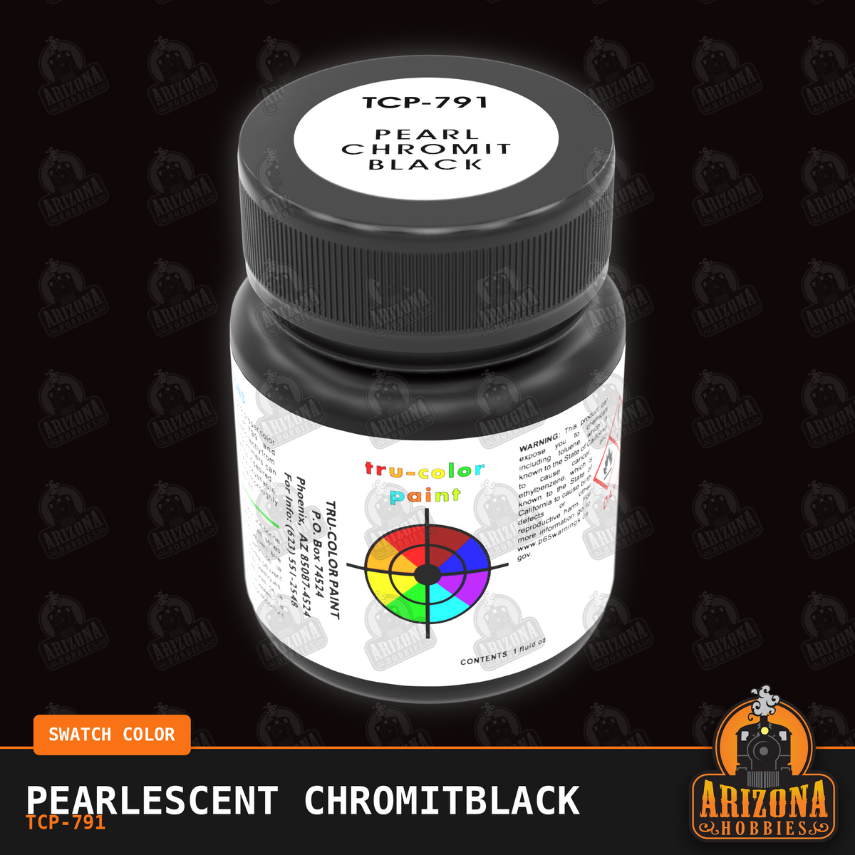 Pearlescent CHROMITBLACK 1-oz bottle (Air-brush) SPECIAL ORDER ONLY-with color swatch-Arizona Hobbies