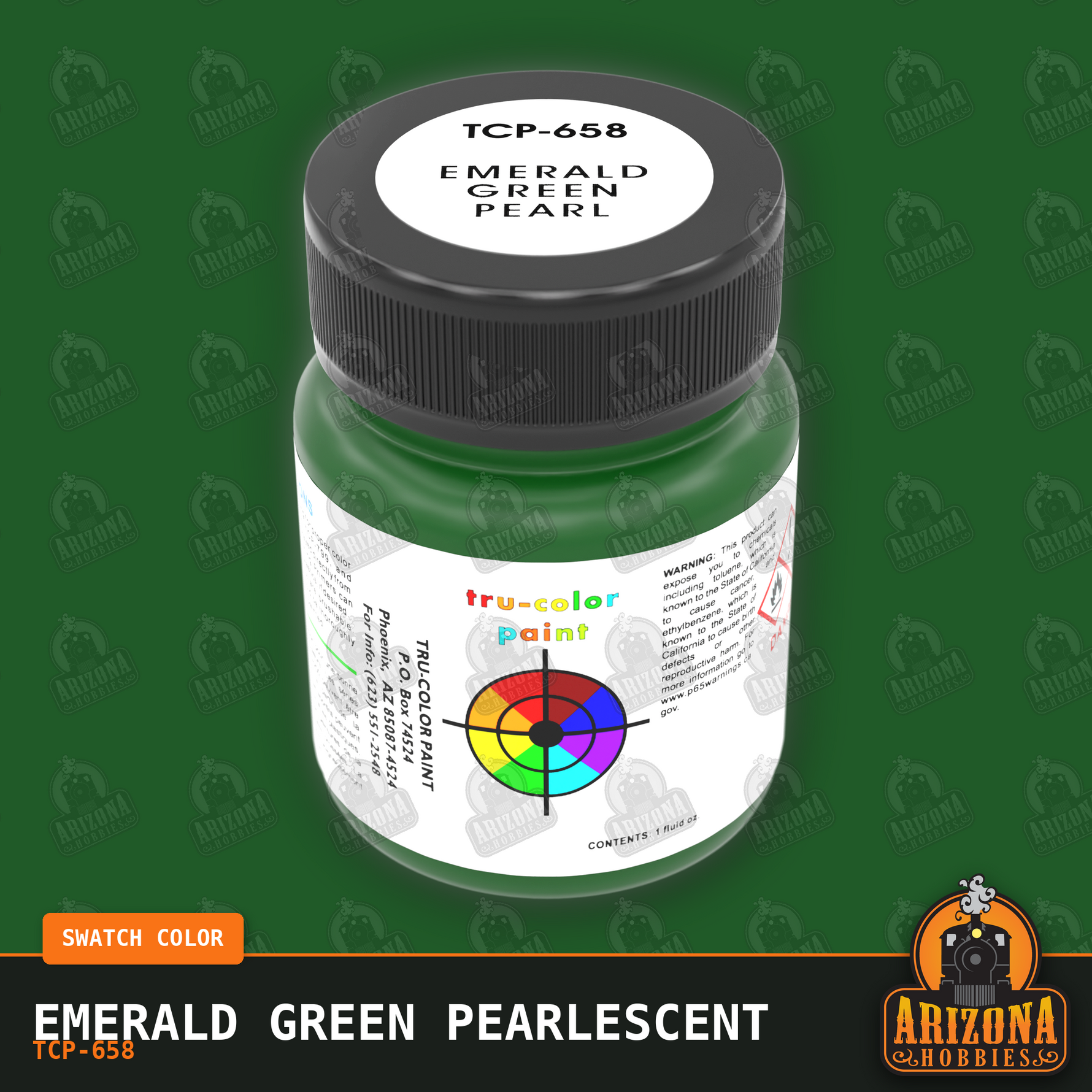 Pearlescent EMERALD GREEN 1-oz bottle (Air-brush) SPECIAL ORDER ONLY-with color swatch-Arizona Hobbies