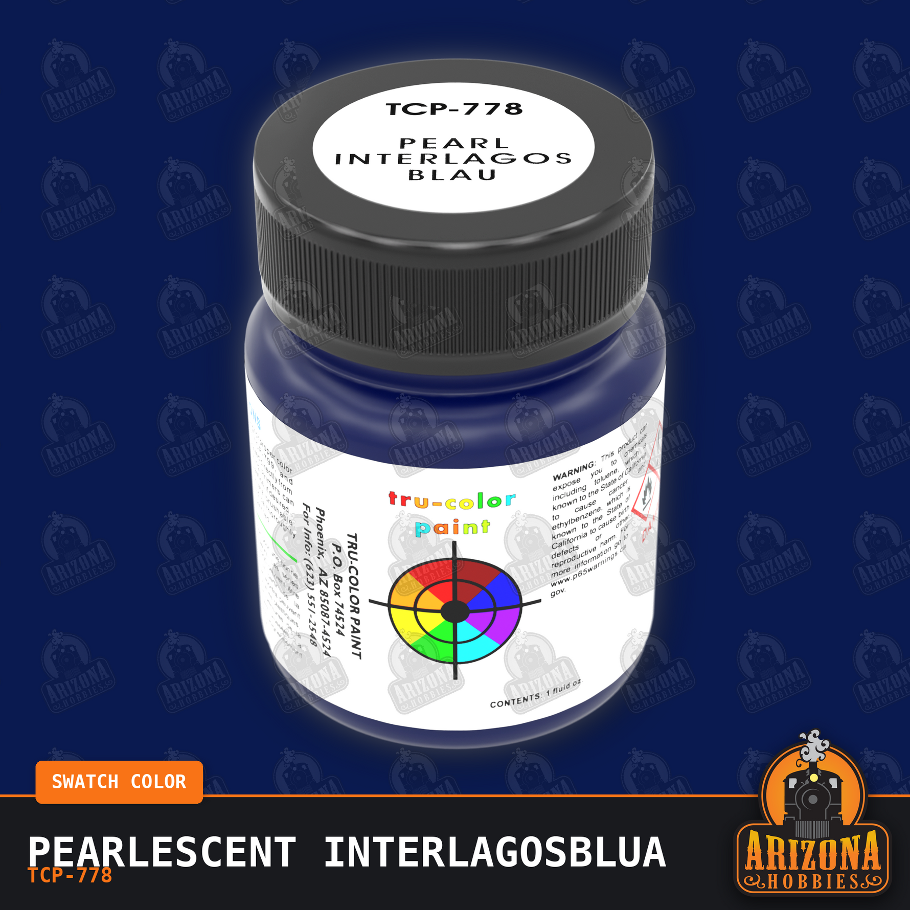 Pearlescent INTERLAGOSBLUA 1-oz bottle (Air-brush) SPECIAL ORDER ONLY-with color swatch-Arizona Hobbies