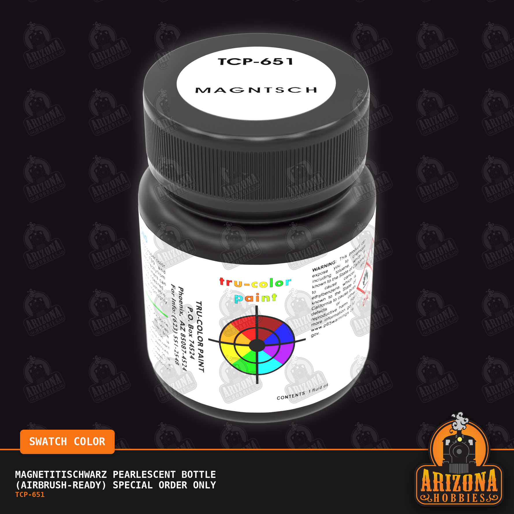 Pearlescent MAGNETITISCHWARZ 1-oz bottle (Air-brush) SPECIAL ORDER ONLY-with color swatch-Arizona Hobbies