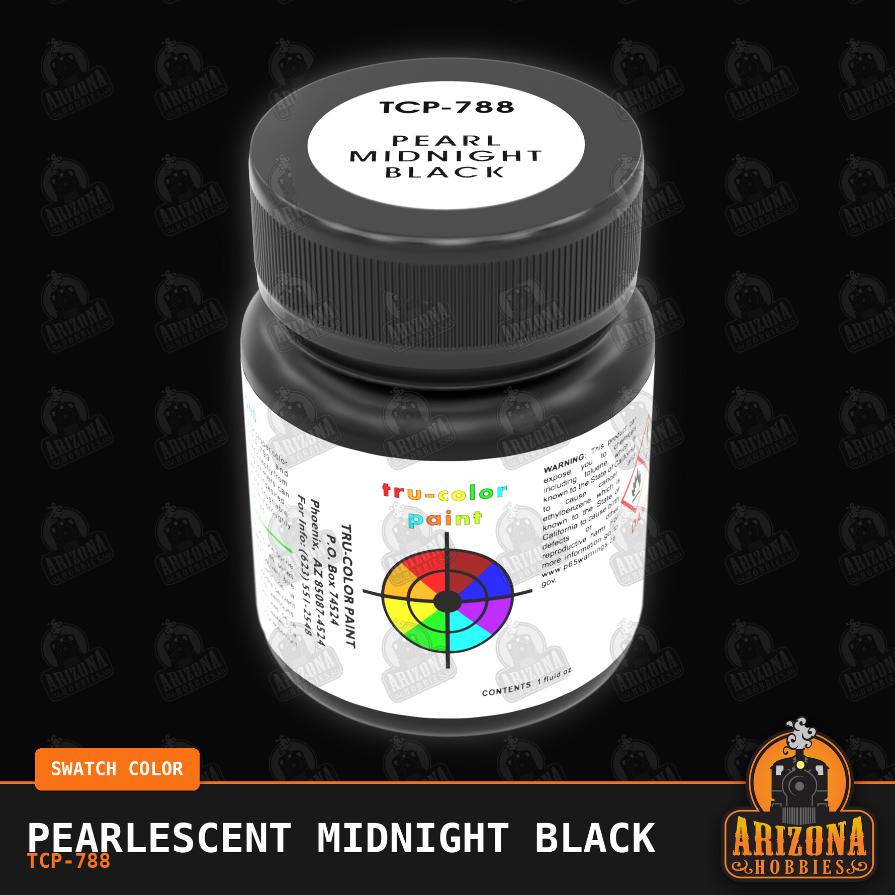Pearlescent MIDNIGHT BLACK 1-oz bottle (Air-brush) SPECIAL ORDER ONLY-with color swatch-Arizona Hobbies