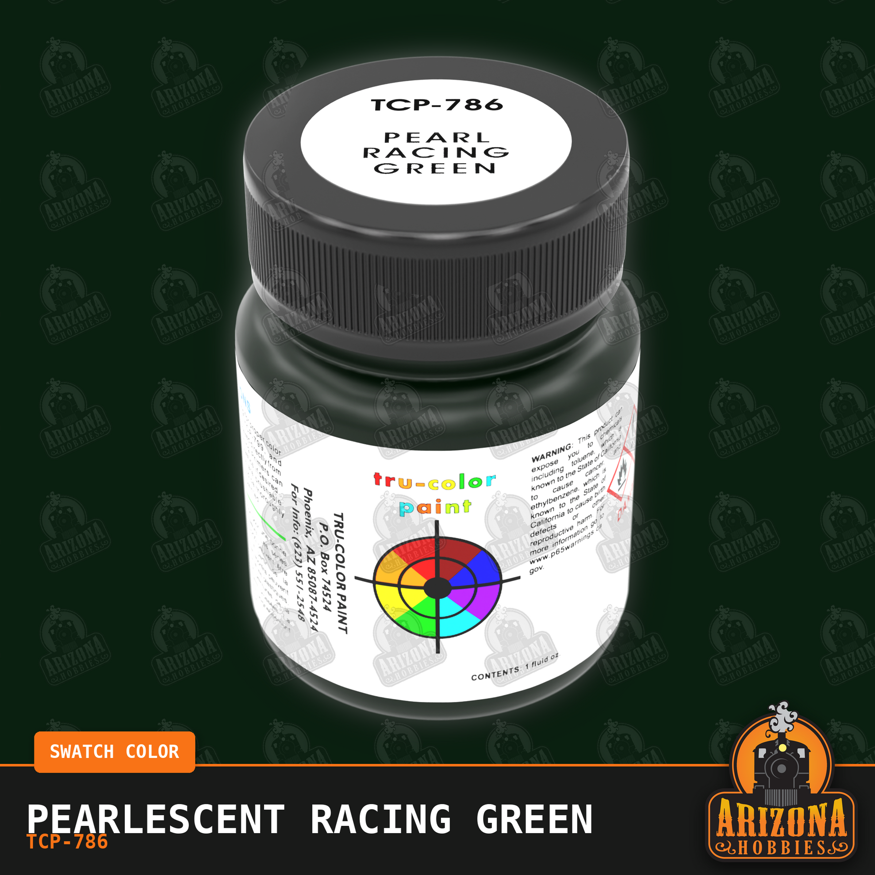Pearlescent RACING GREEN 1-oz bottle (Air-brush) SPECIAL ORDER ONLY-with color swatch-Arizona Hobbies