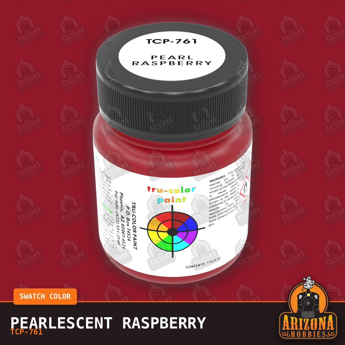Pearlescent RASPBERRY 1-oz bottle (Air-brush) Tru-Color Paint-with color swatch-Arizona Hobbies