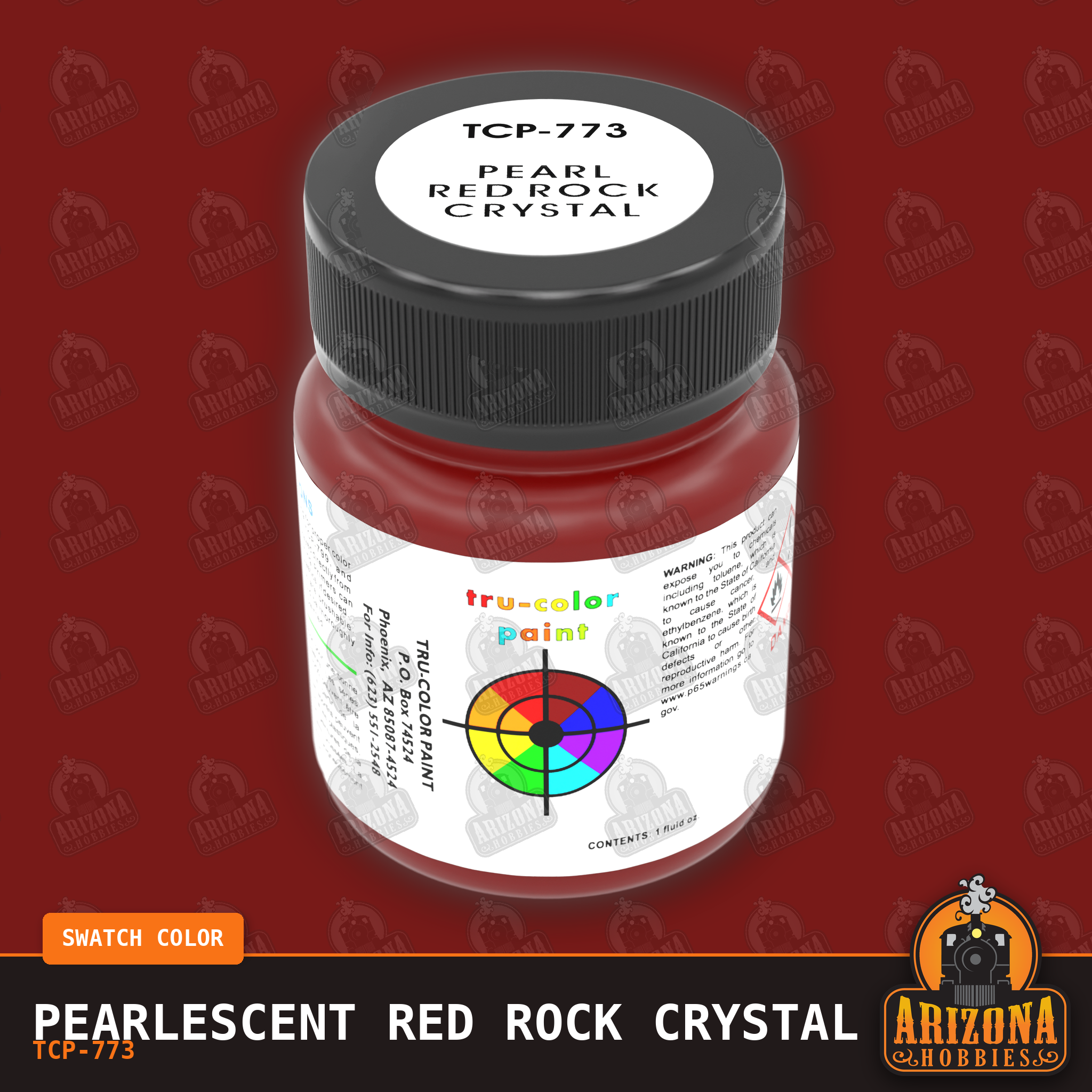 Pearlescent RED ROCK CRYSTAL 1-oz bottle (Air-brush) Tru-Color Paint-with color swatch-Arizona Hobbies