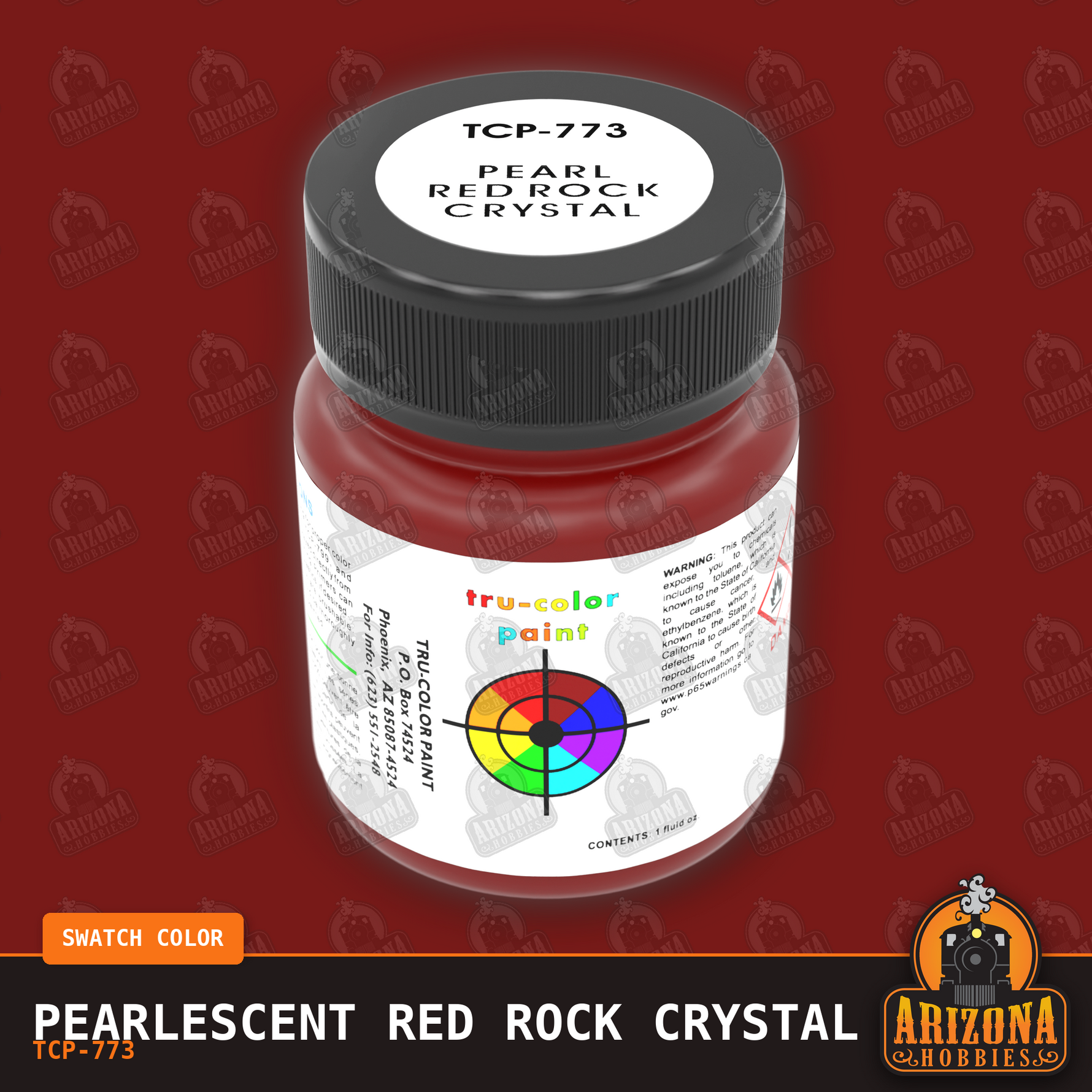 Pearlescent RED ROCK CRYSTAL 1-oz bottle (Air-brush) Tru-Color Paint-with color swatch-Arizona Hobbies