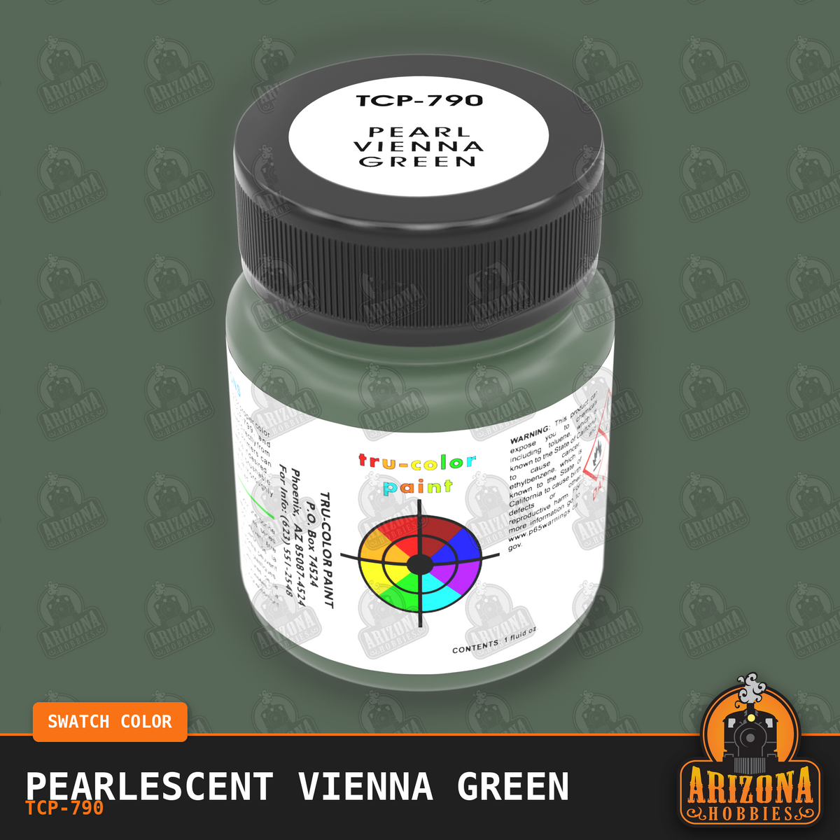Pearlescent VIENNA GREEN 1-oz bottle (Air-brush) SPECIAL ORDER ONLY-with color swatch-Arizona Hobbies