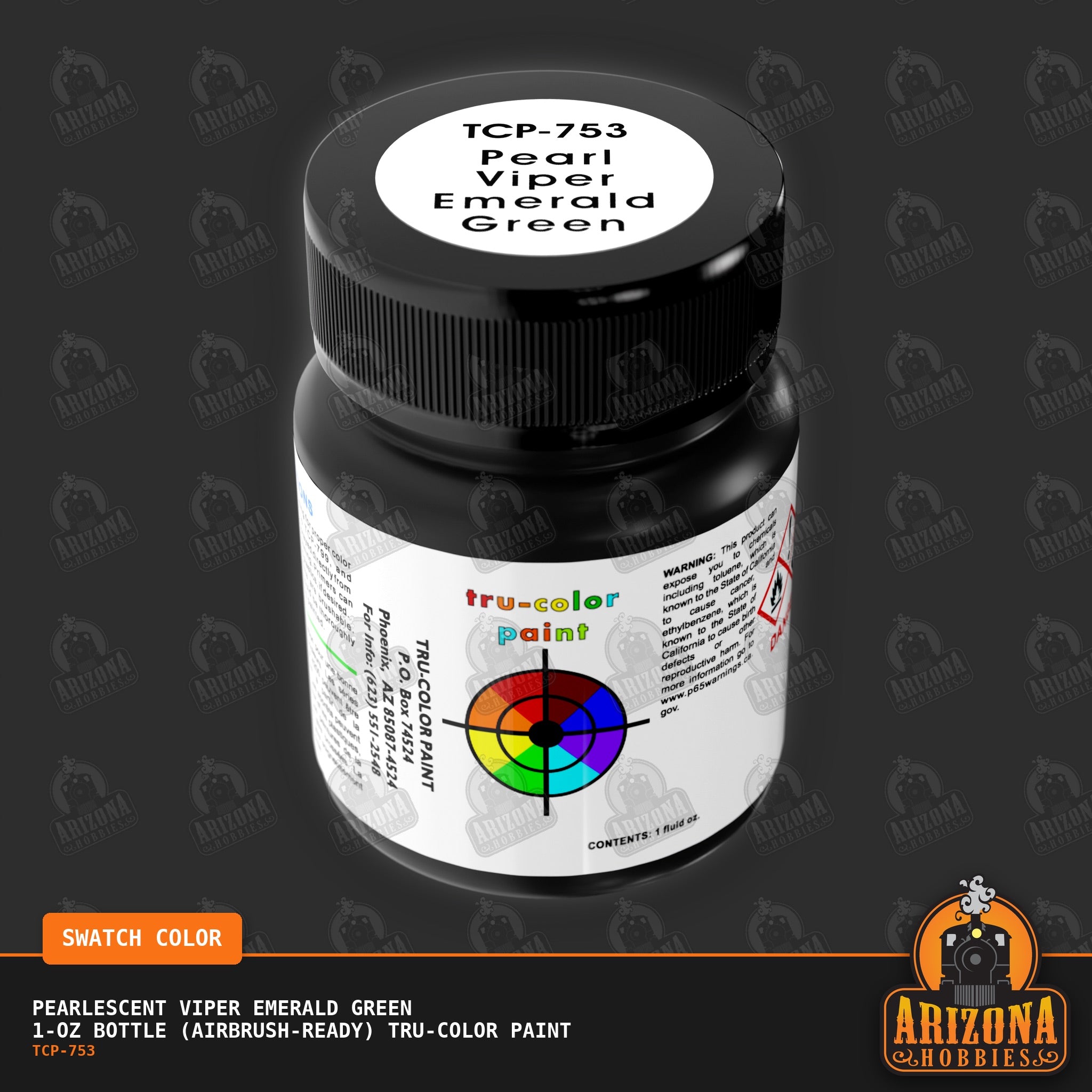 Pearlescent VIPER EMERALD GREEN 1-oz bottle (Air-brush) Tru-Color Paint-with color swatch-Arizona Hobbies