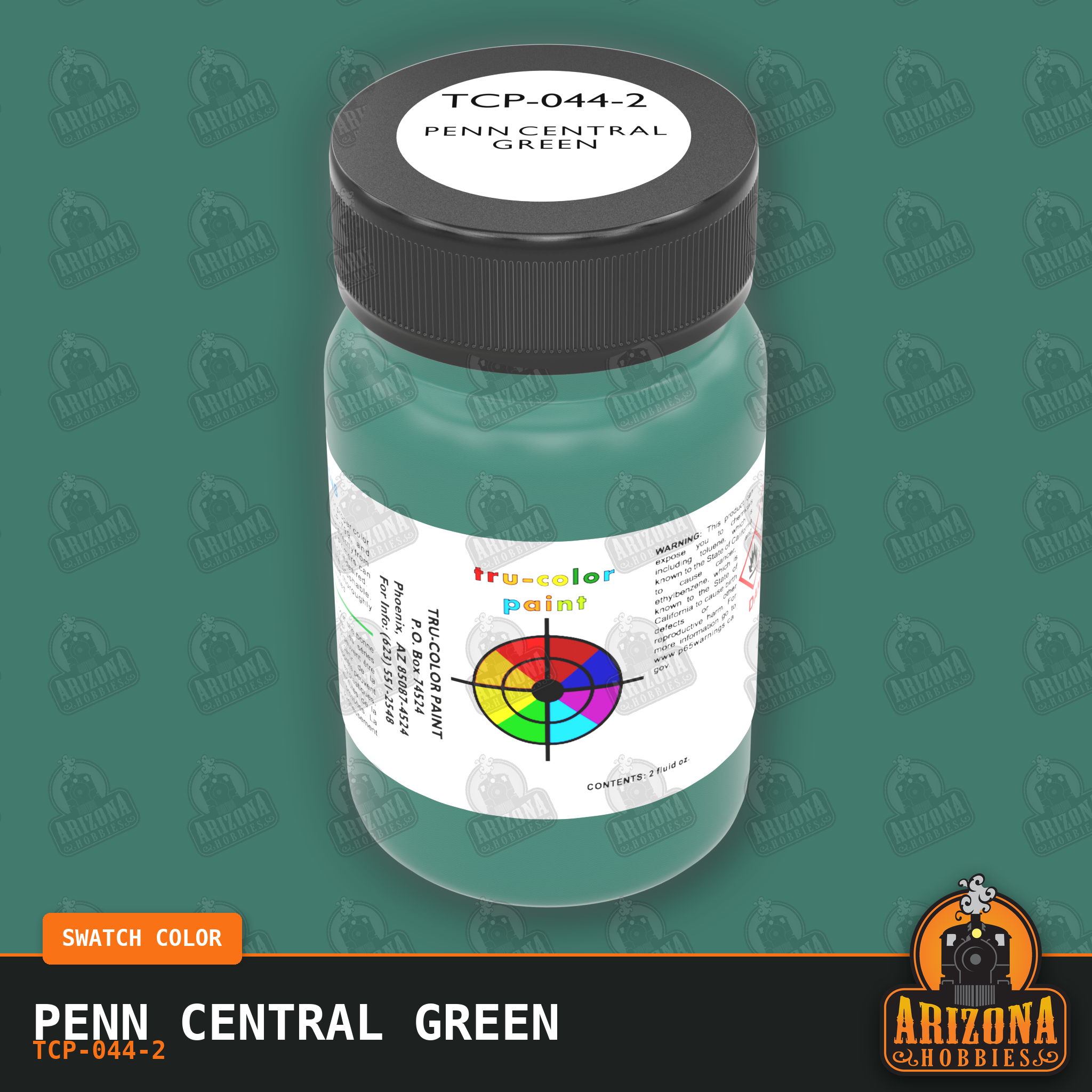 Penn Central GREEN 2-oz bottle (Air-brush) Tru-Color Paint SPECIAL ORDER ONLY-with color swatch-Arizona Hobbies