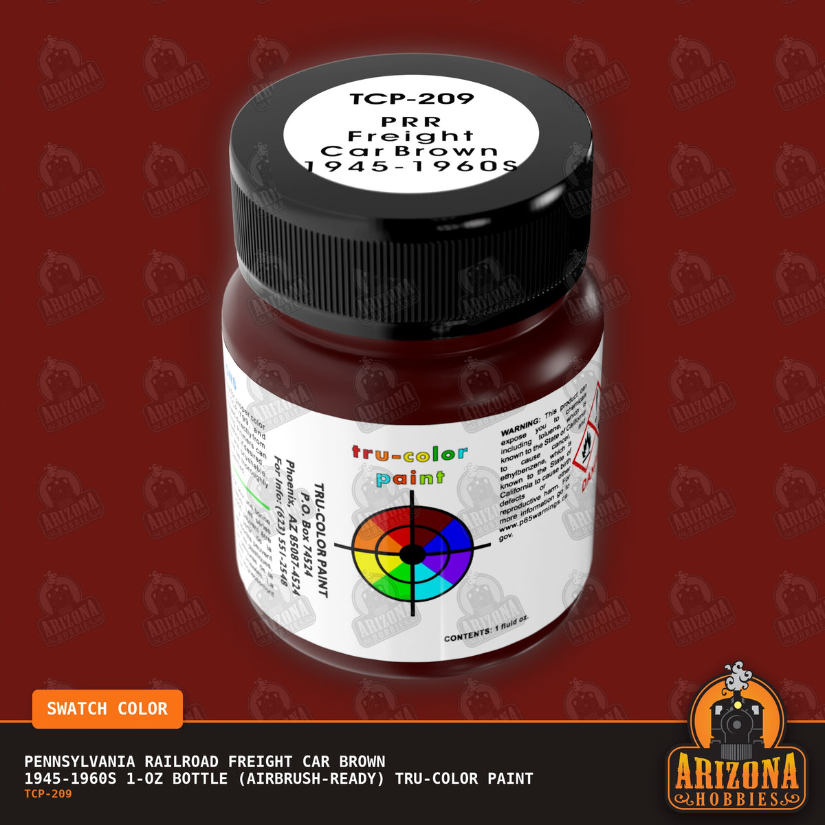 Pennsylvania Railroad FREIGHT CAR BROWN 1945-1960s 1-oz bottle (Air-brush) Tru-Color Paint-with color swatch-Arizona Hobbies