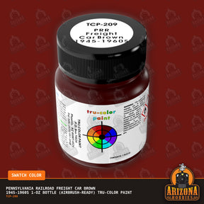 Pennsylvania Railroad FREIGHT CAR BROWN 1945-1960s 1-oz bottle (Air-brush) Tru-Color Paint-with color swatch-Arizona Hobbies