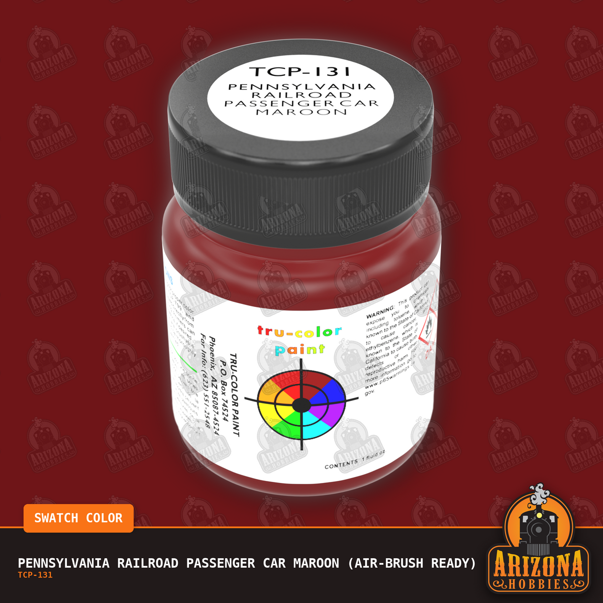 Pennsylvania Railroad PASSENGER CAR MAROON 1-oz bottle (Air-brush) Tru-Color Paint-with color swatch-Arizona Hobbies