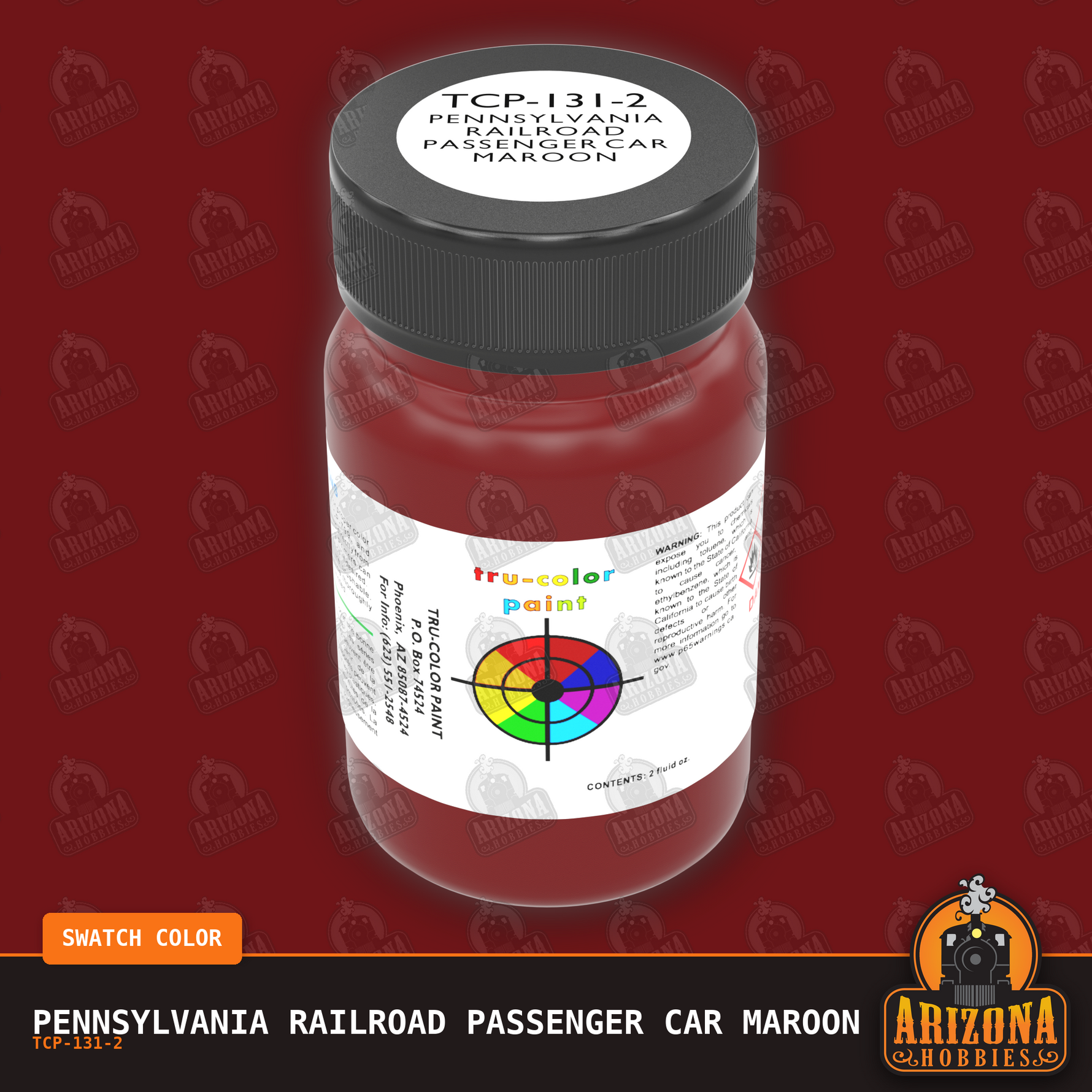 Pennsylvania Railroad PASSENGER CAR MAROON 2-oz bottle (Air-brush) Tru-Color Paint SPECIAL ORDER ONLY-with color swatch-Arizona Hobbies