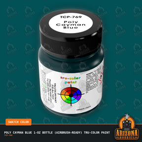 Poly CAYMAN BLUE 1-oz bottle (Air-brush) Tru-Color Paint-with color swatch-Arizona Hobbies