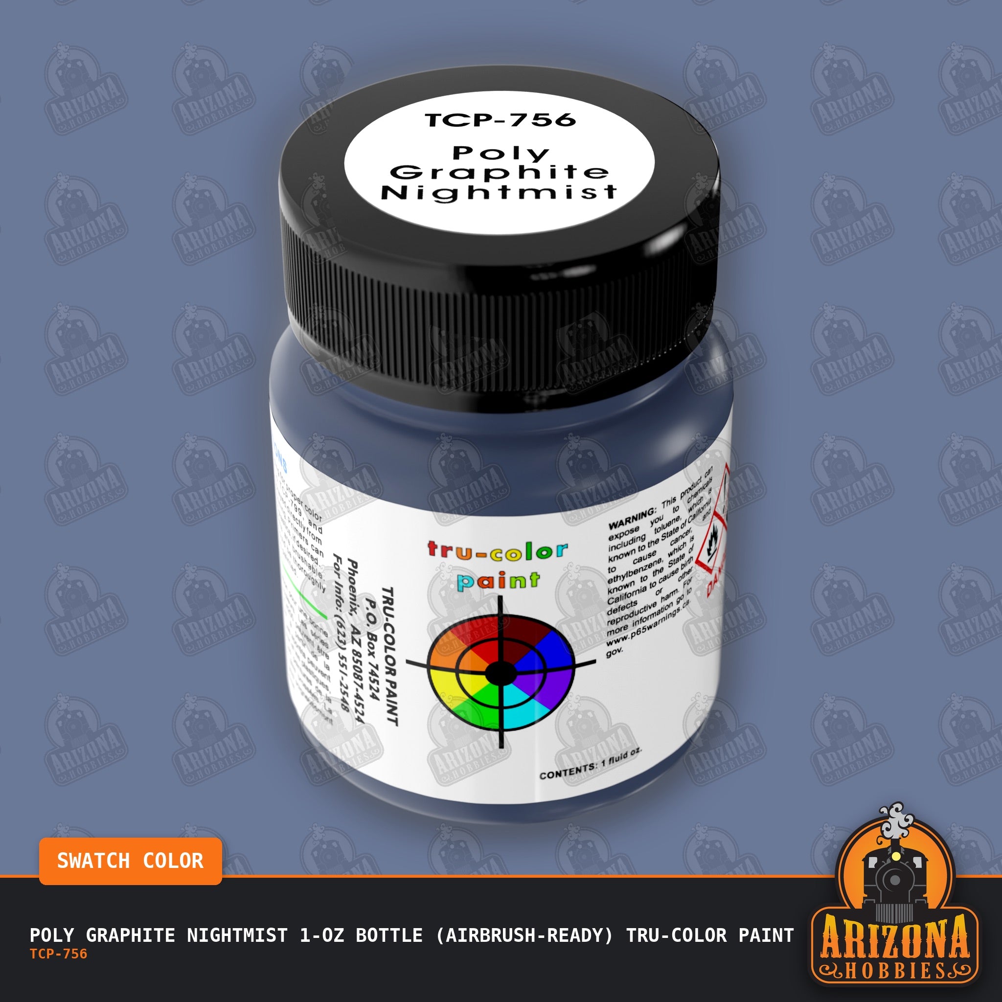 Poly GRAPHITE NIGHTMIST 1-oz bottle (Air-brush) Tru-Color Paint-with color swatch-Arizona Hobbies