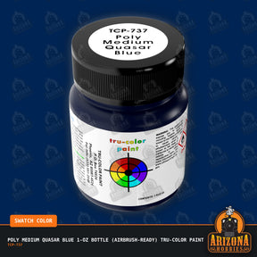 Poly MEDIUM QUASAR BLUE 1-oz bottle (Air-brush) Tru-Color Paint-with color swatch-Arizona Hobbies