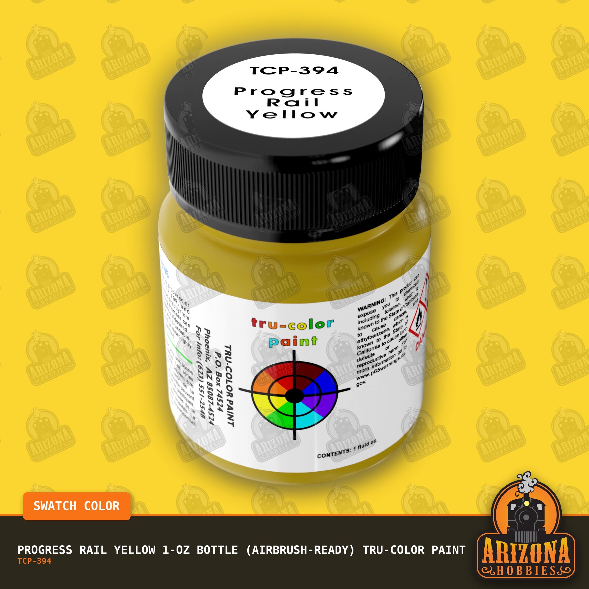 Progress Rail YELLOW 1-oz bottle (Air-brush) Tru-Color Paint-with color swatch-Arizona Hobbies