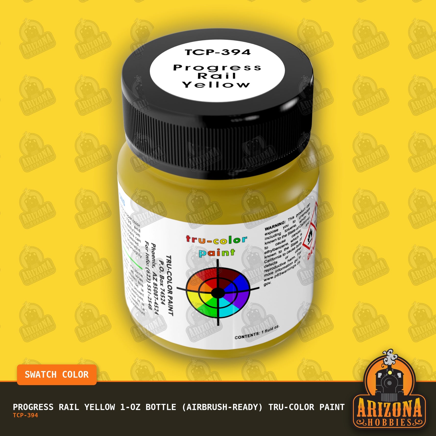 Progress Rail YELLOW 1-oz bottle (Air-brush) Tru-Color Paint-with color swatch-Arizona Hobbies