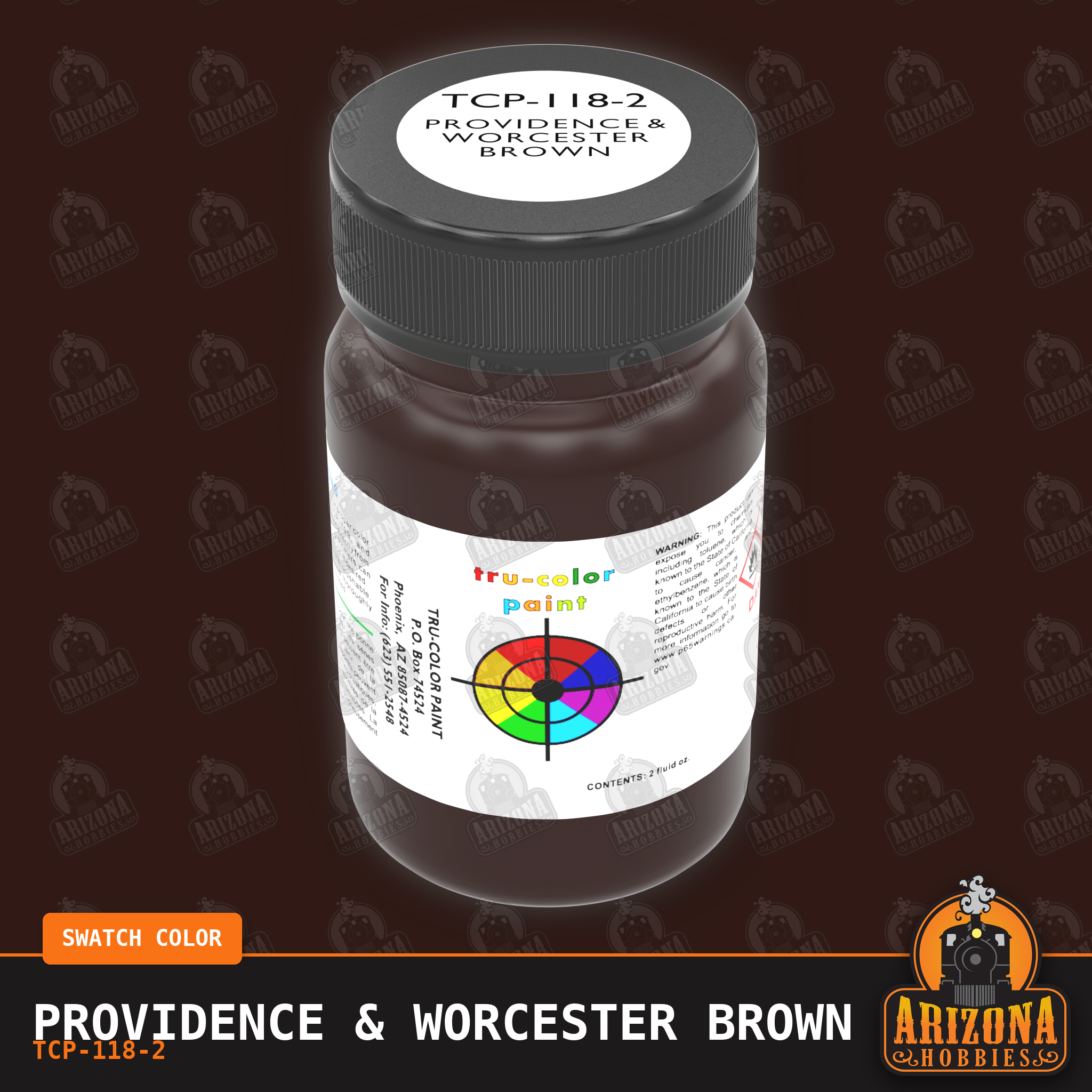 Providence & Worcester BROWN 2-oz bottle (Air-brush) Tru-Color Paint SPECIAL ORDER ONLY-with color swatch-Arizona Hobbies