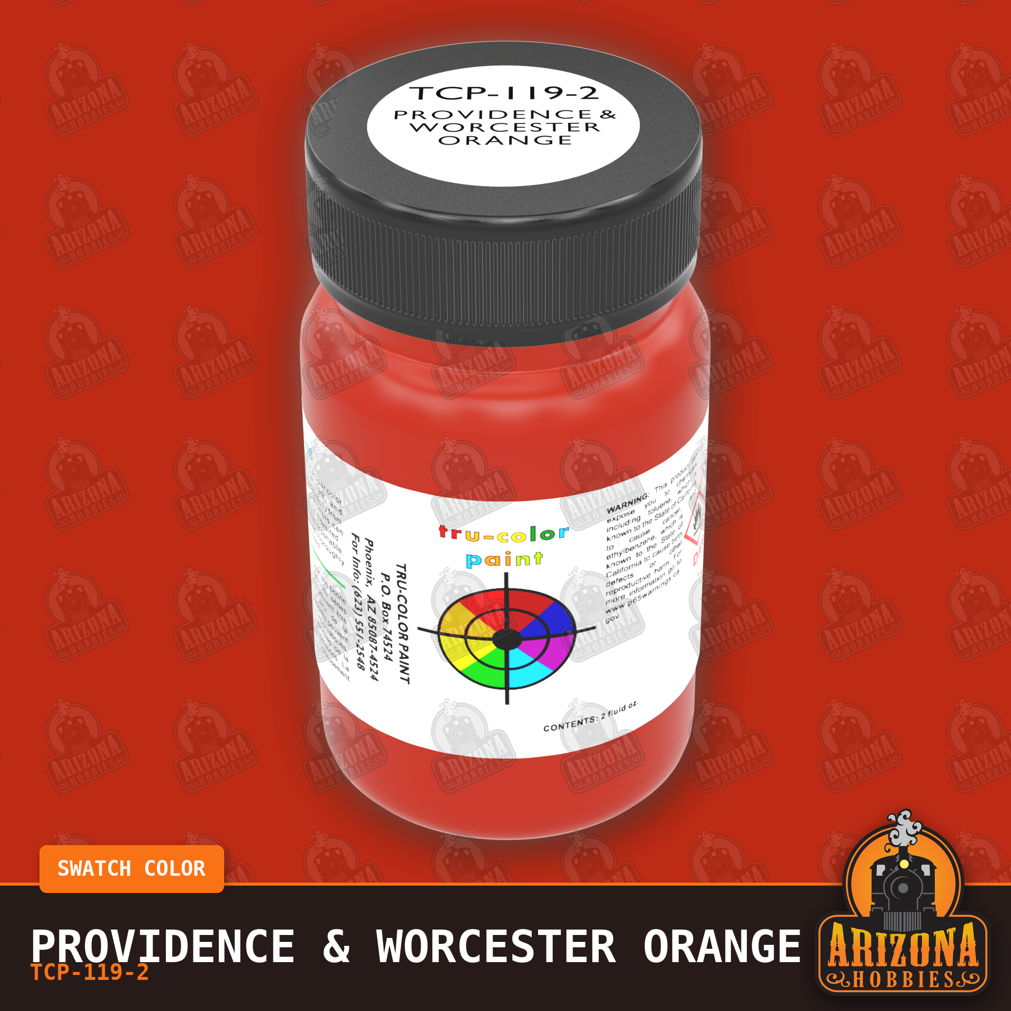 Providence & Worcester ORANGE 2-oz bottle (Air-brush) Tru-Color Paint SPECIAL ORDER ONLY-with color swatch-Arizona Hobbies
