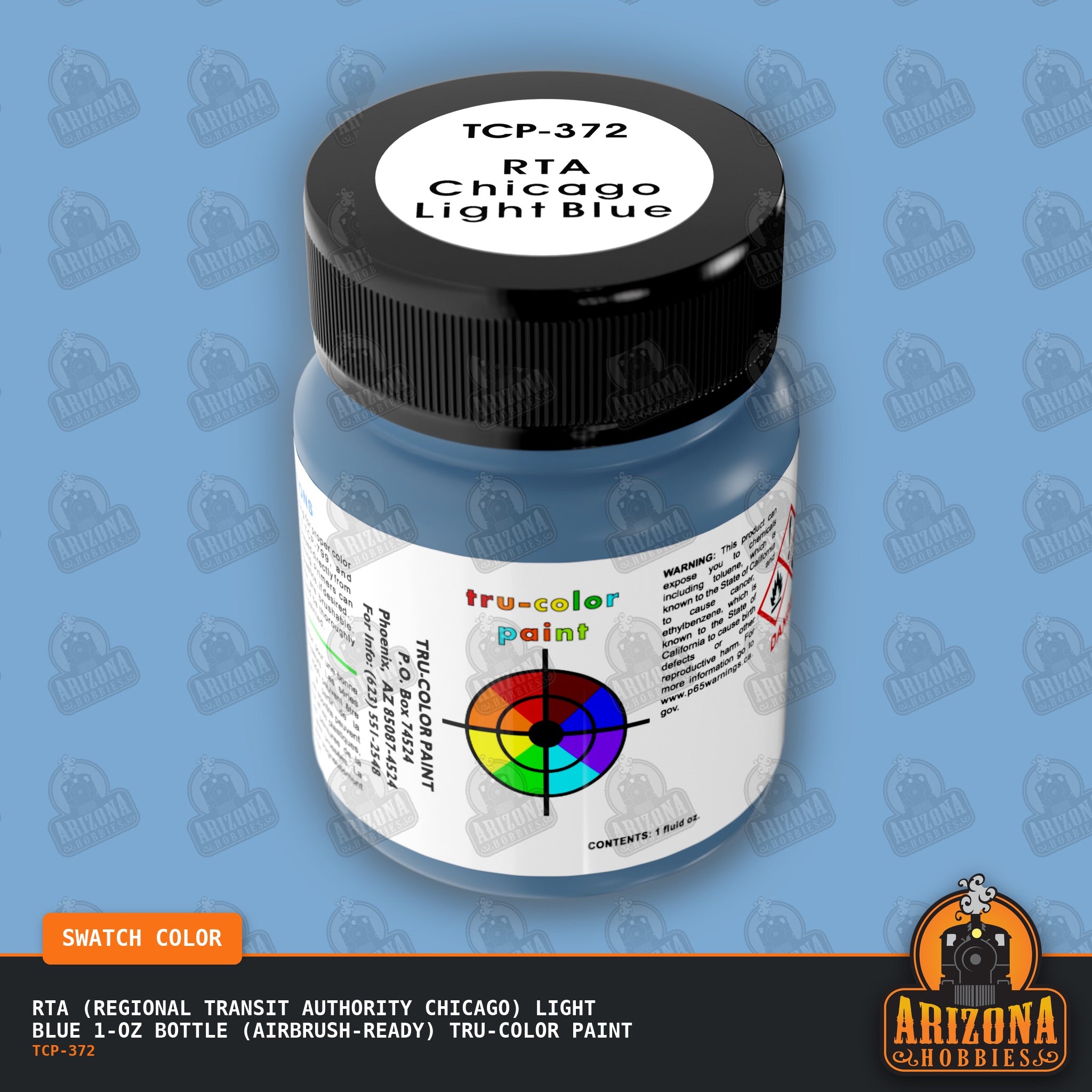 RTA (Regional Transit Authority Chicago) LIGHT BLUE 1-oz bottle (Air-brush) Tru-Color Paint-with color swatch-Arizona Hobbies