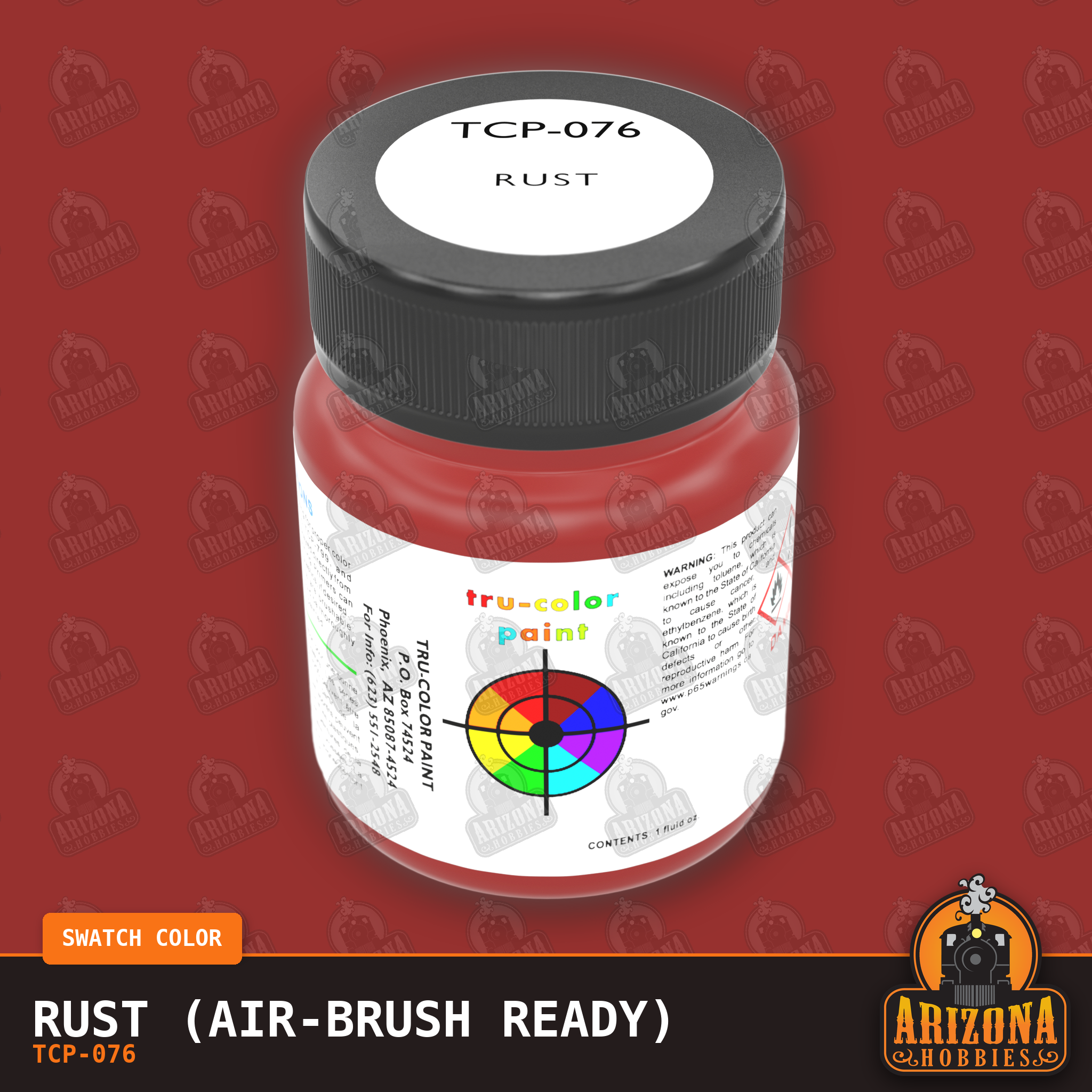 RUST 1-oz bottle (Air-brush) Tru-Color Paint-with color swatch-Arizona Hobbies