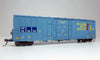 Rapido -HO Scale PC&F Class B-100-40 Plug-Door Box Car, RTR - Golden West Service / Patched Southern Pacific SP # 656200 (blue, yellow, red)