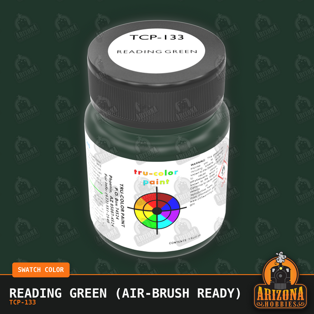 Reading GREEN 1-oz bottle (Air-brush) Tru-Color Paint-with color swatch-Arizona Hobbies